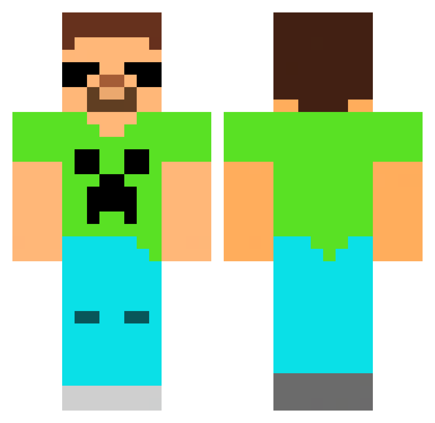 Steveisityou Minecraft skin, front and back view