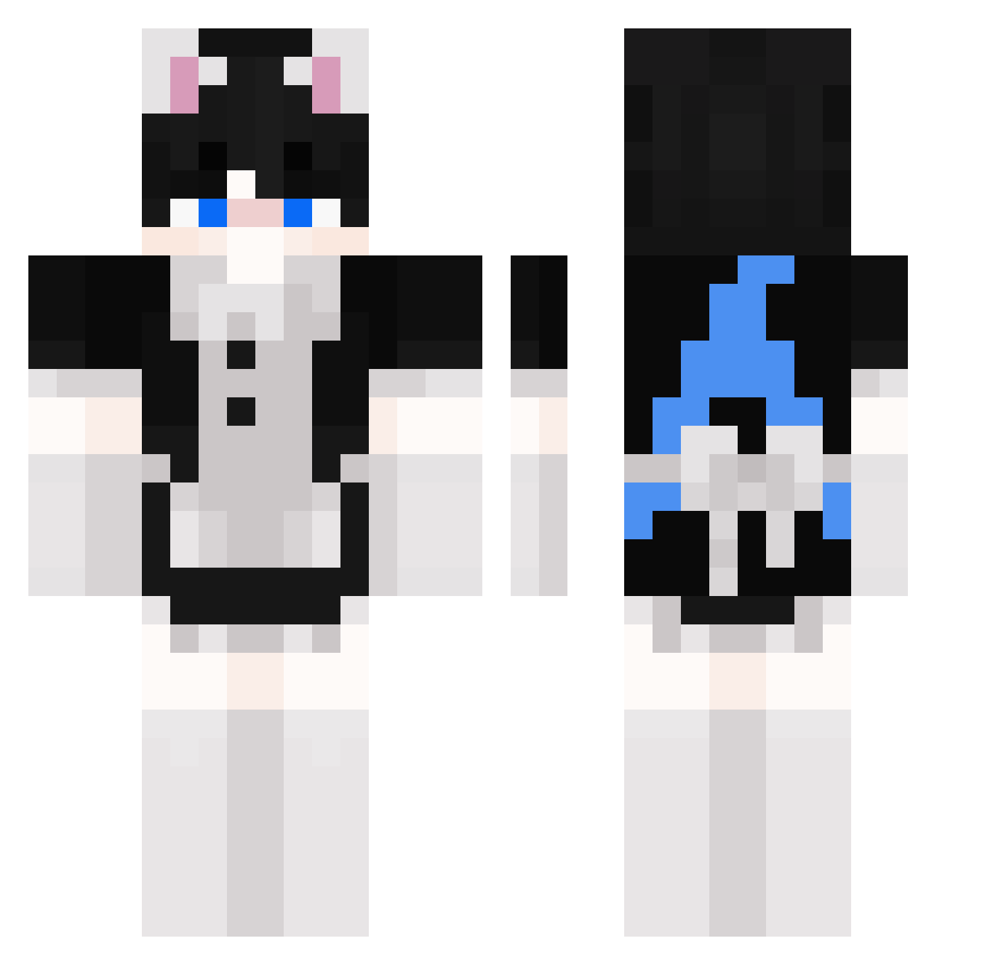 DreamRaccoon Minecraft skin, front and back view