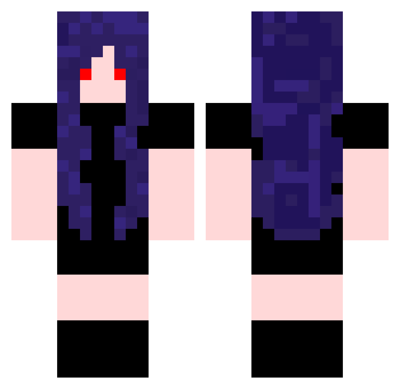 Pzycholix Minecraft skin, front and back view