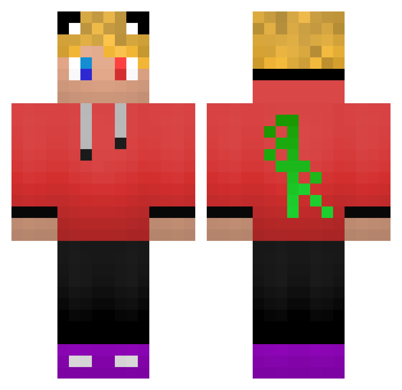 Redv1c Minecraft skin, front and back view