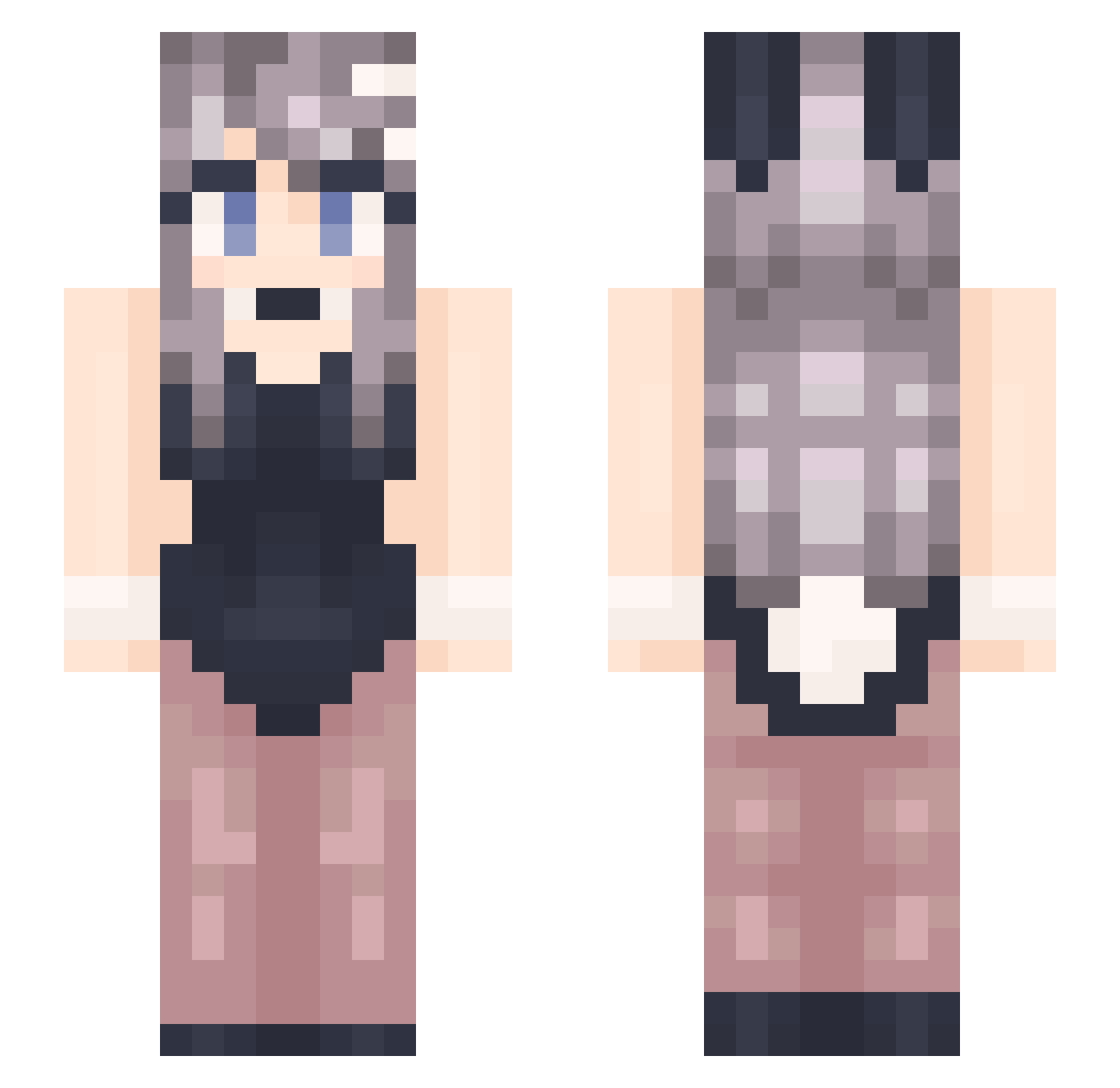 pandopandux Minecraft skin, front and back view