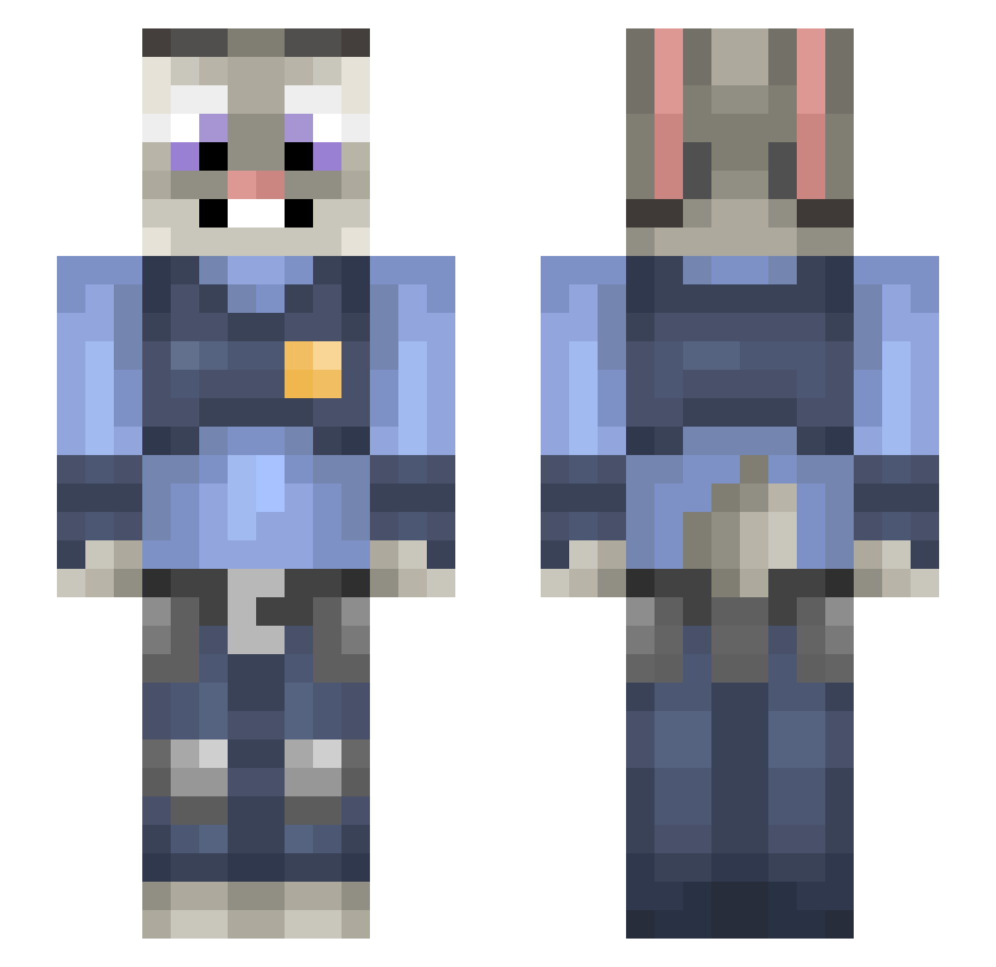 wsnthst Minecraft skin, front and back view