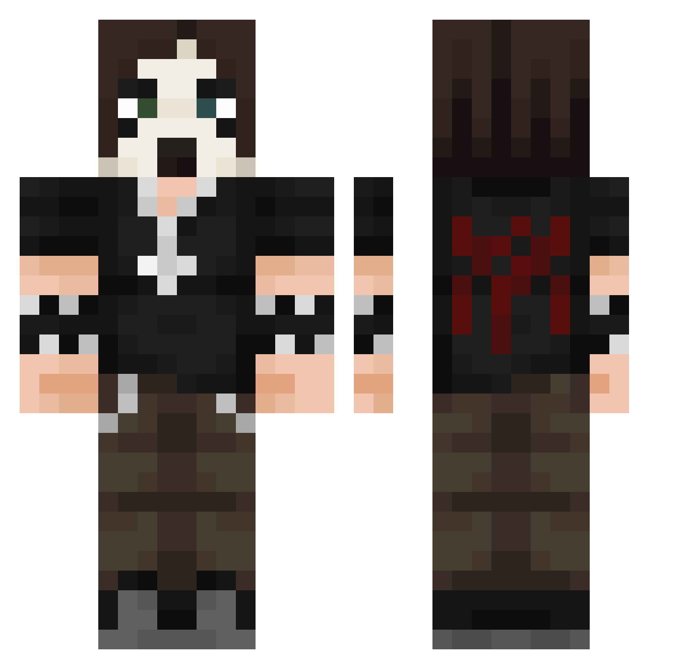 Awlkzn Minecraft skin, front and back view