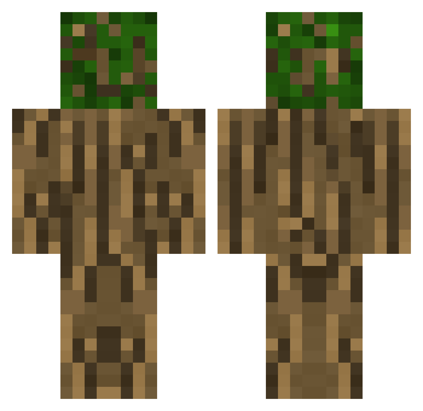 OakkTree Minecraft skin, front and back view