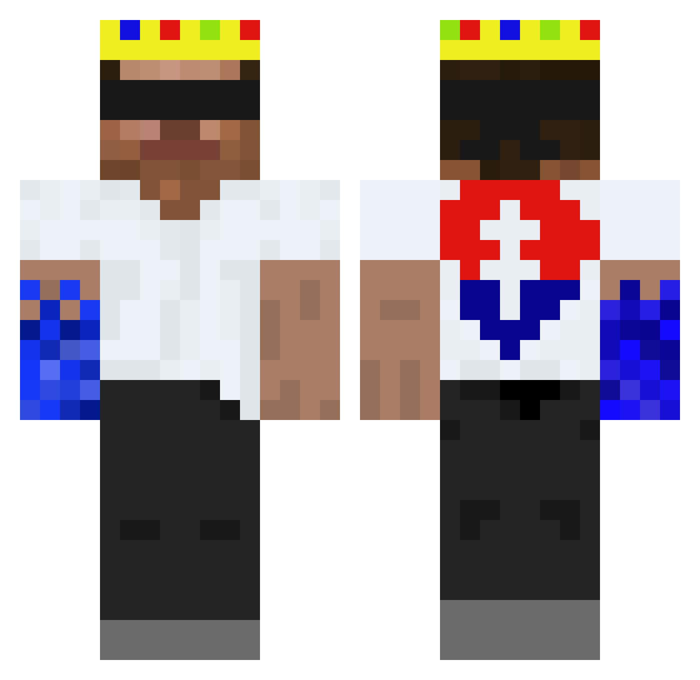 Veltrive Minecraft skin, front and back view