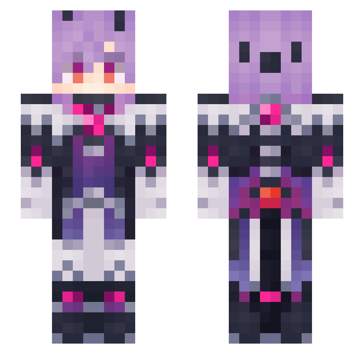 rollwashere Minecraft skin, front and back view