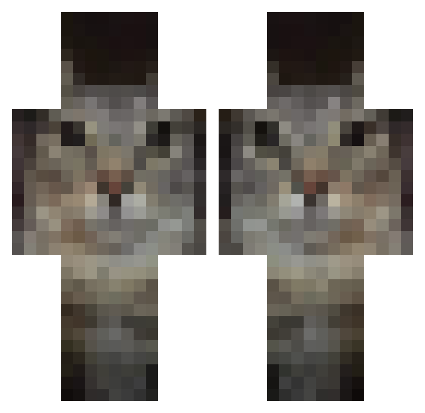 Gabey Minecraft skin, front and back view