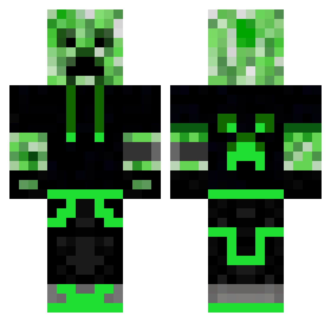 unvented Minecraft skin, front and back view