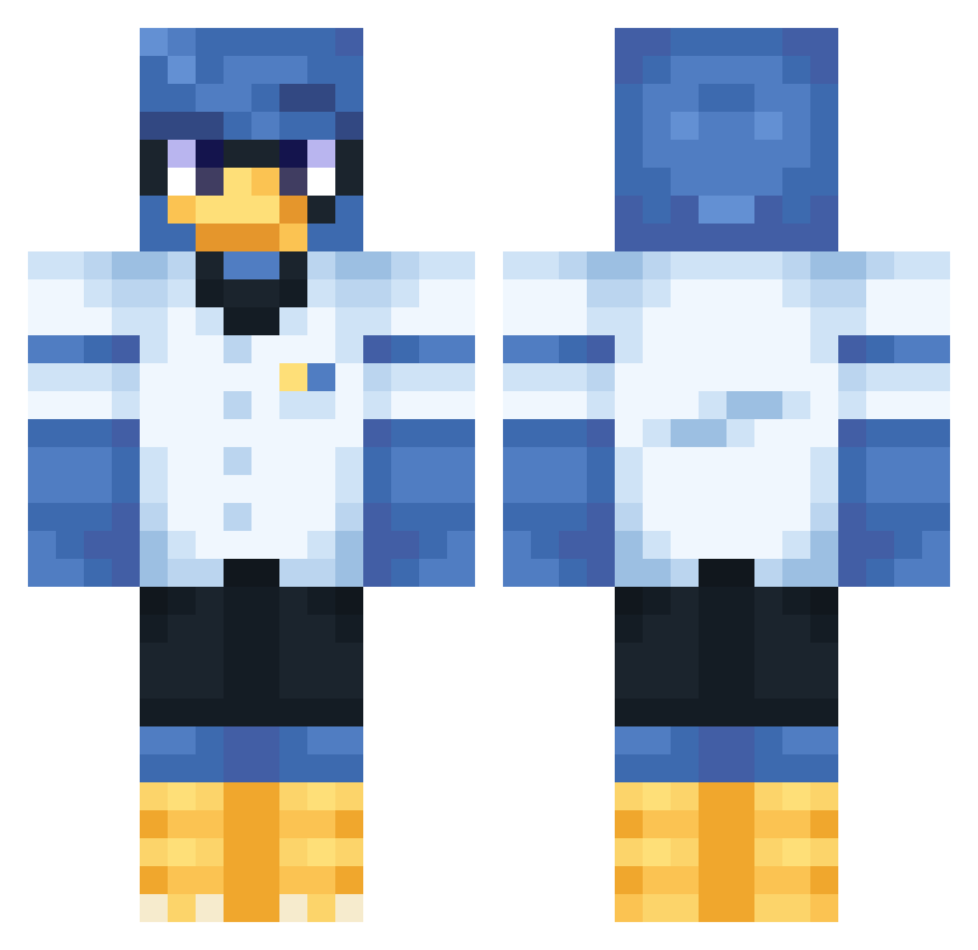 Chkn1 Minecraft skin, front and back view