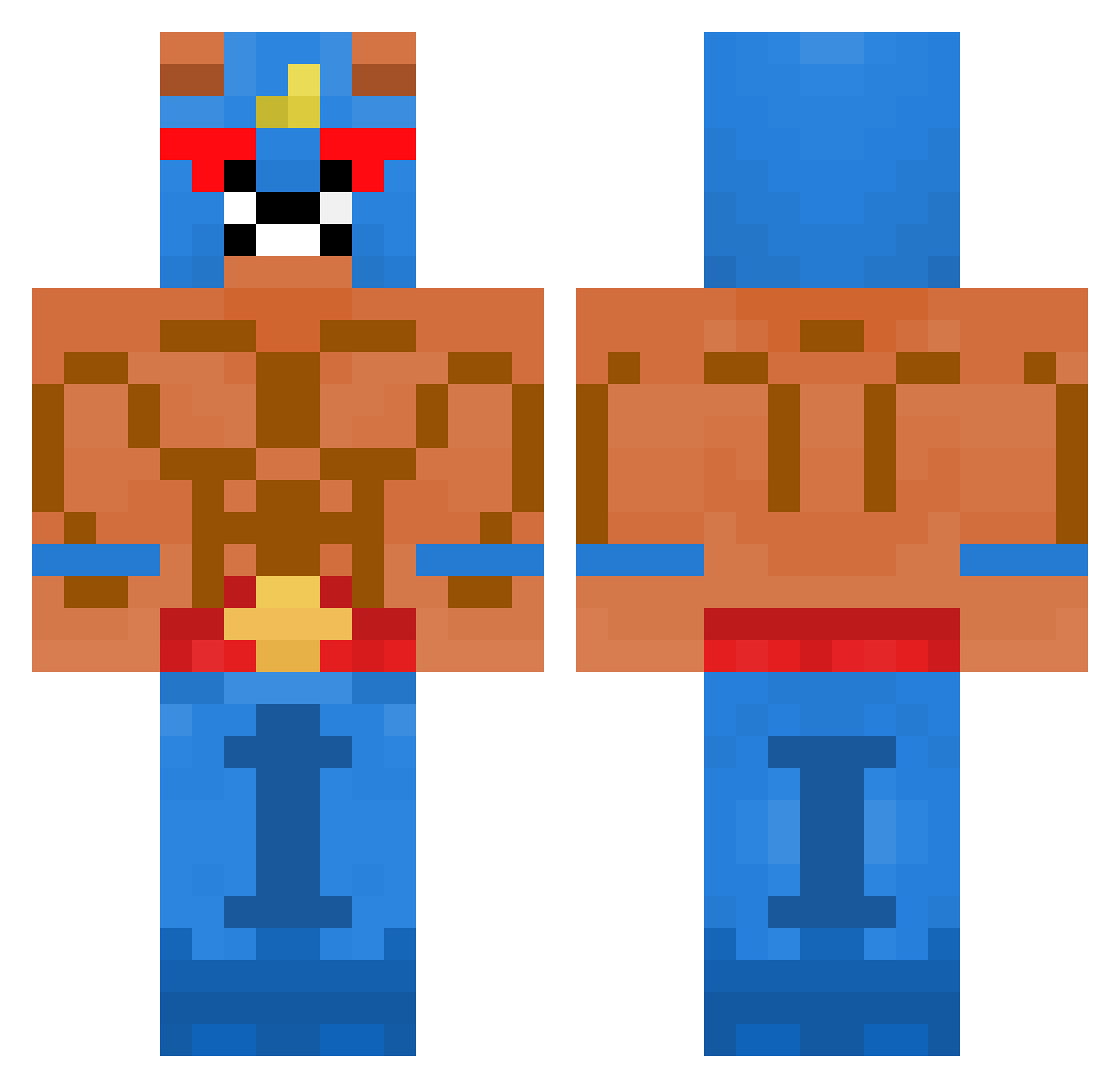 TheBigRyu13 Minecraft skin, front and back view
