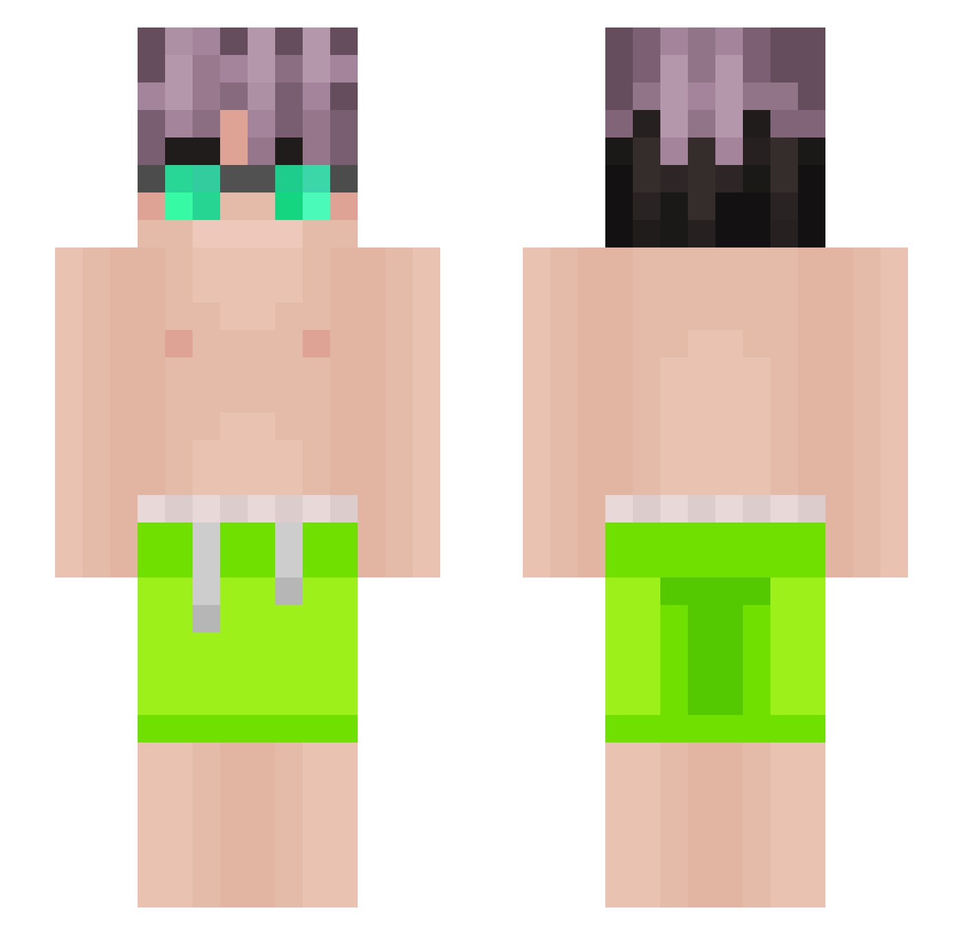 Wuzrt Minecraft skin, front and back view