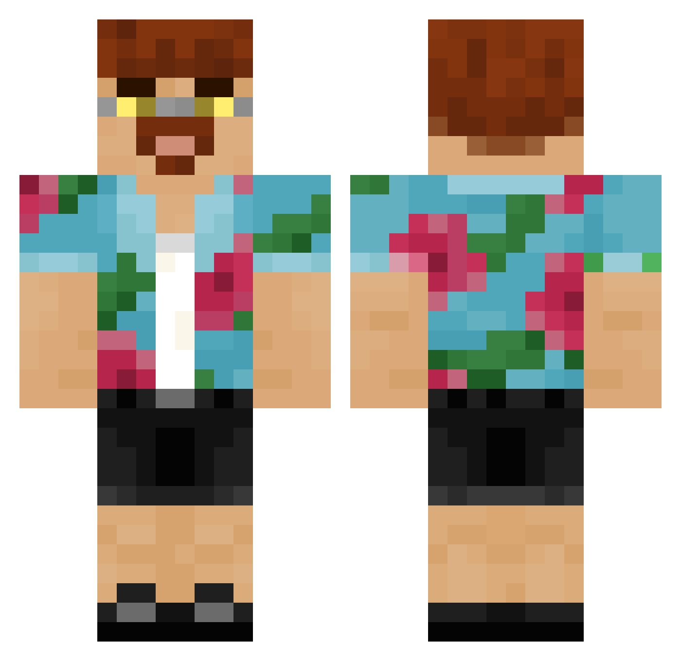 R1sK1 Minecraft skin, front and back view