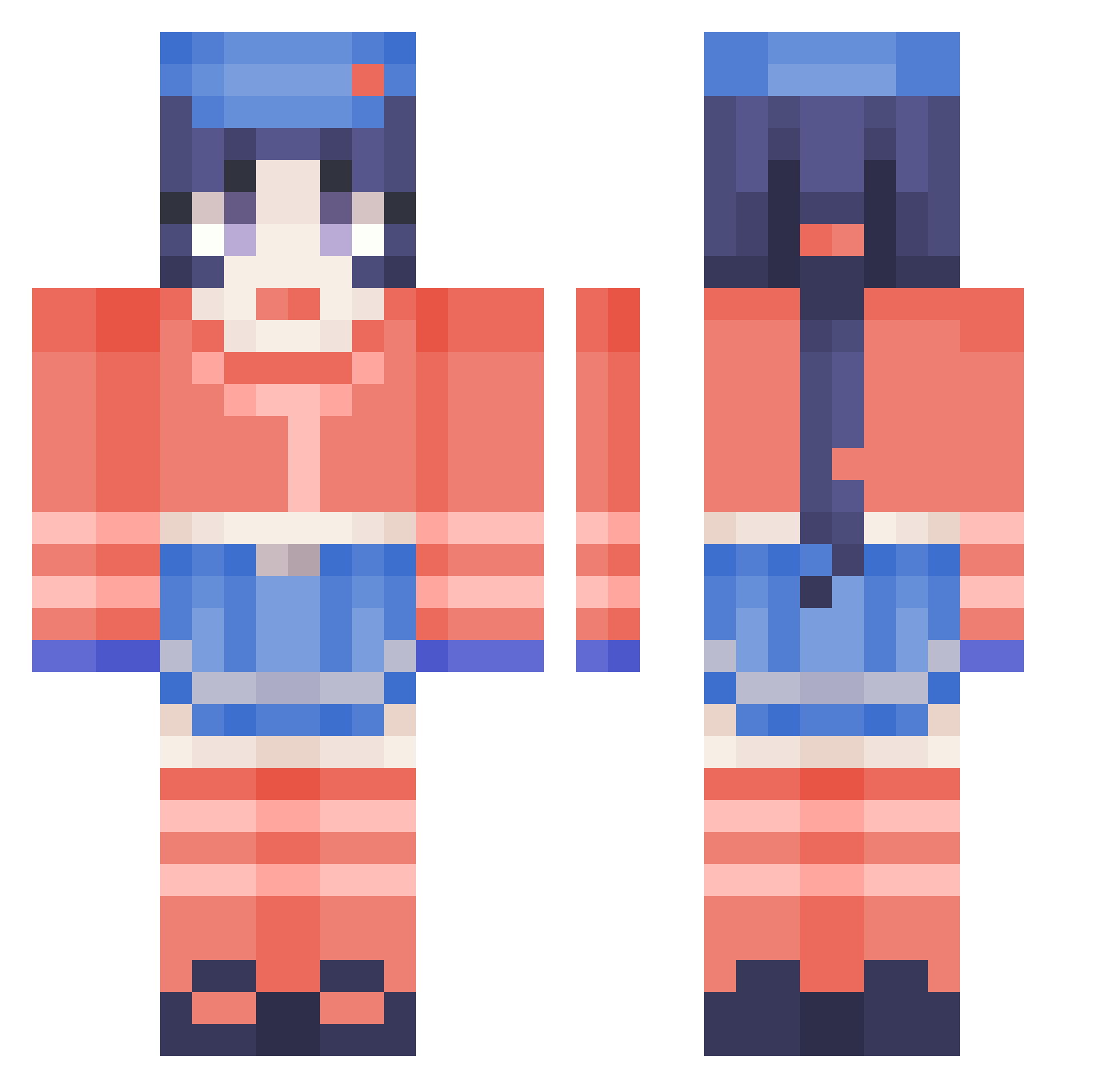 B3NM4X Minecraft skin, front and back view