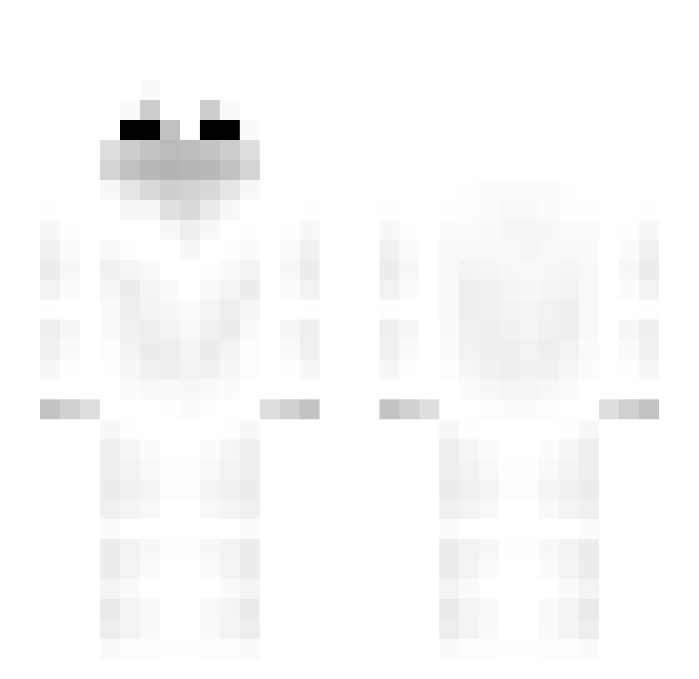 SharpMint Minecraft skin, front and back view
