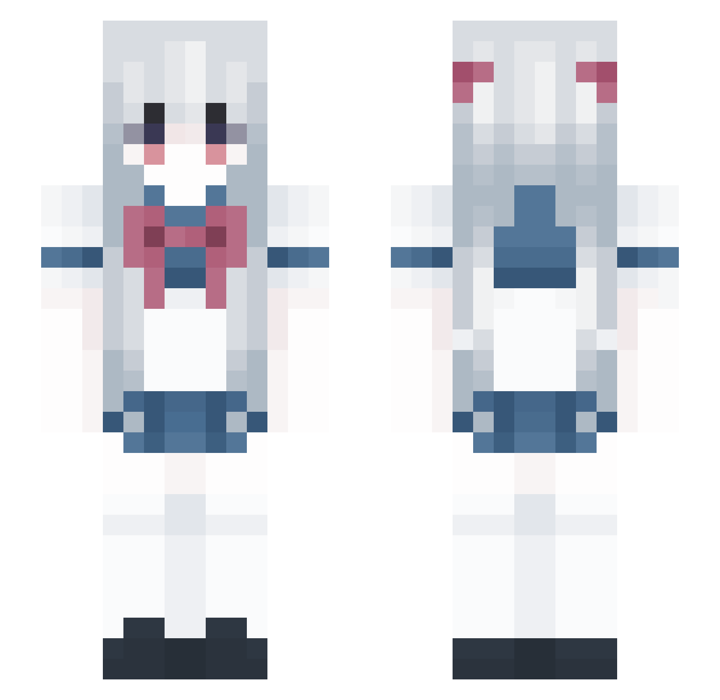 plored Minecraft skin, front and back view