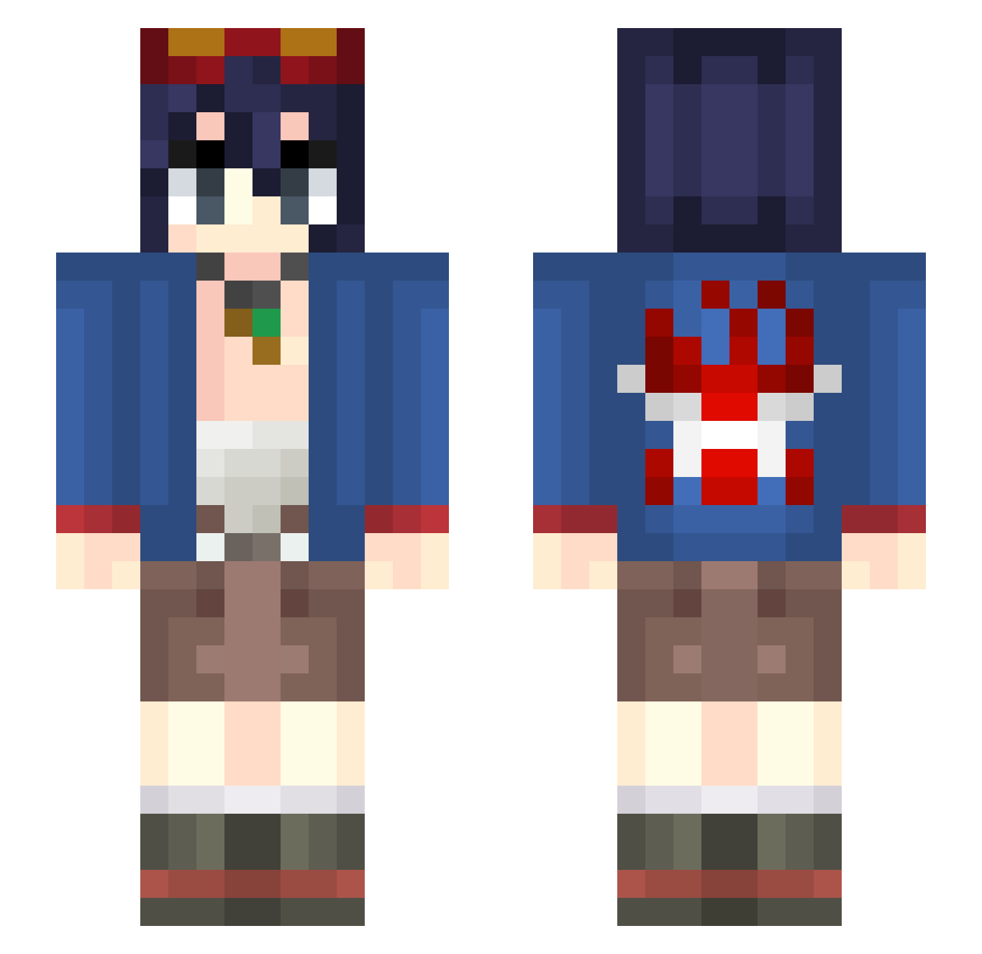 Maticiru Minecraft skin, front and back view