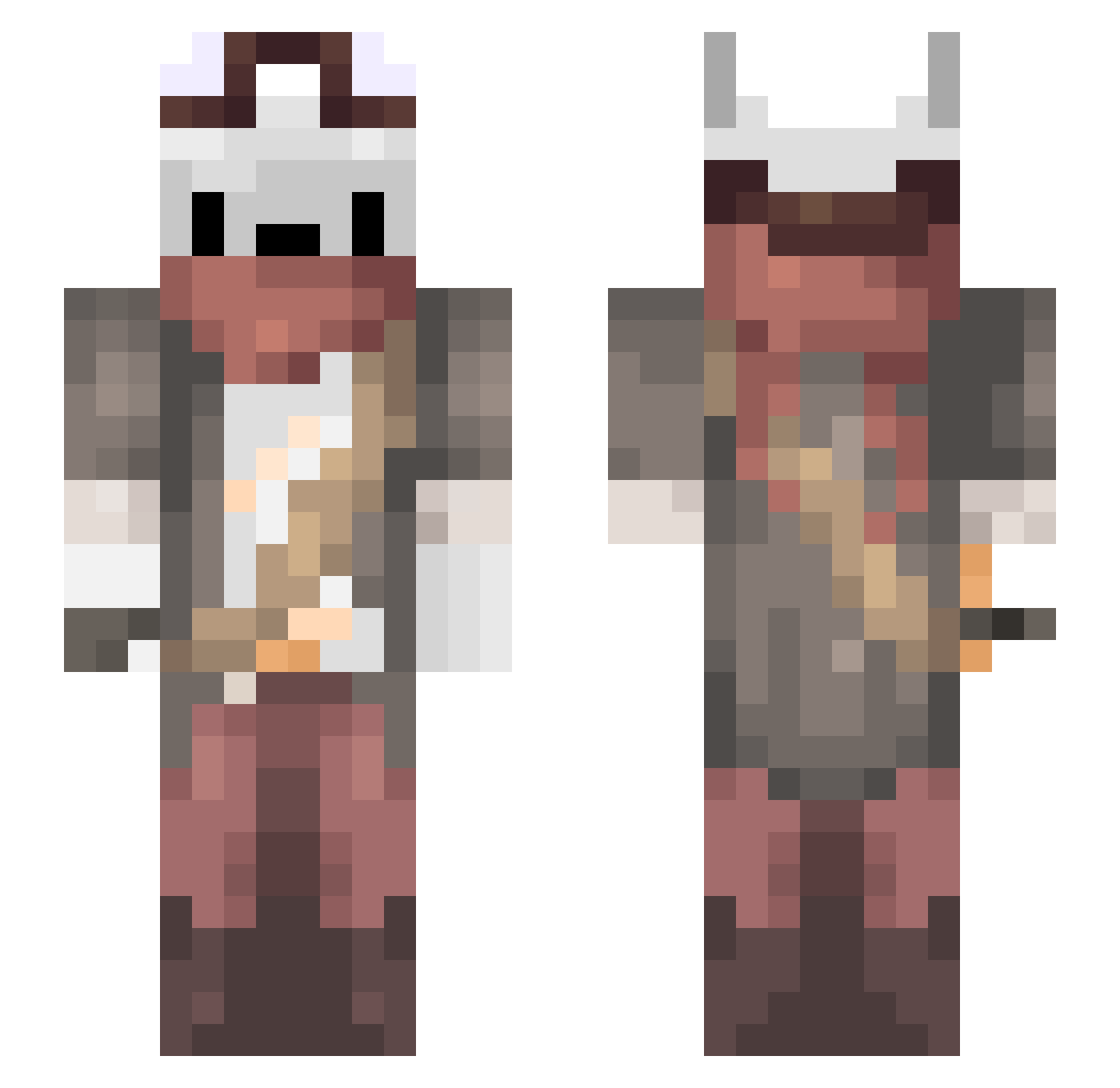 Snurly Minecraft skin, front and back view