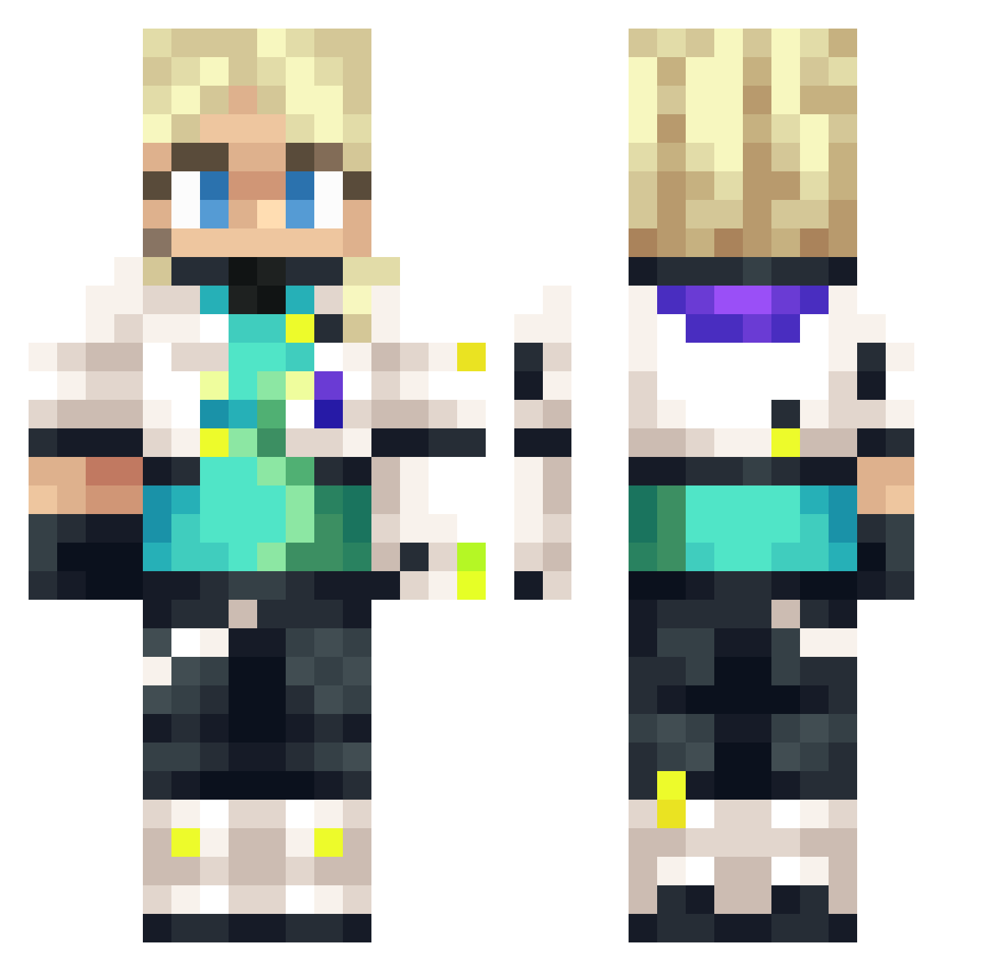 ThomixMG Minecraft skin, front and back view