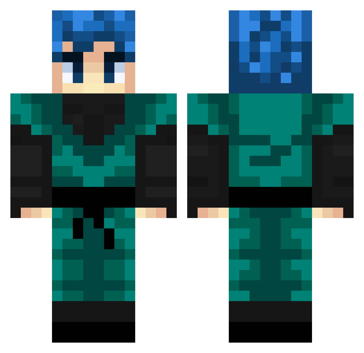 unpotted Minecraft skin, front and back view