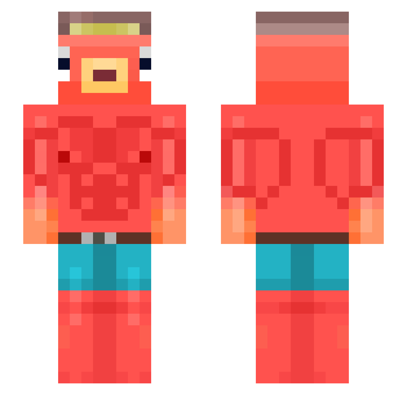 remuted Minecraft skin, front and back view