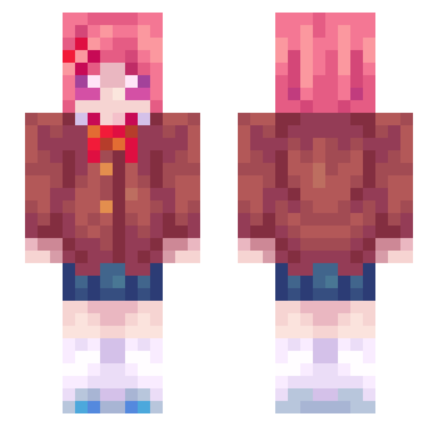 StylizedSylveon Minecraft skin, front and back view