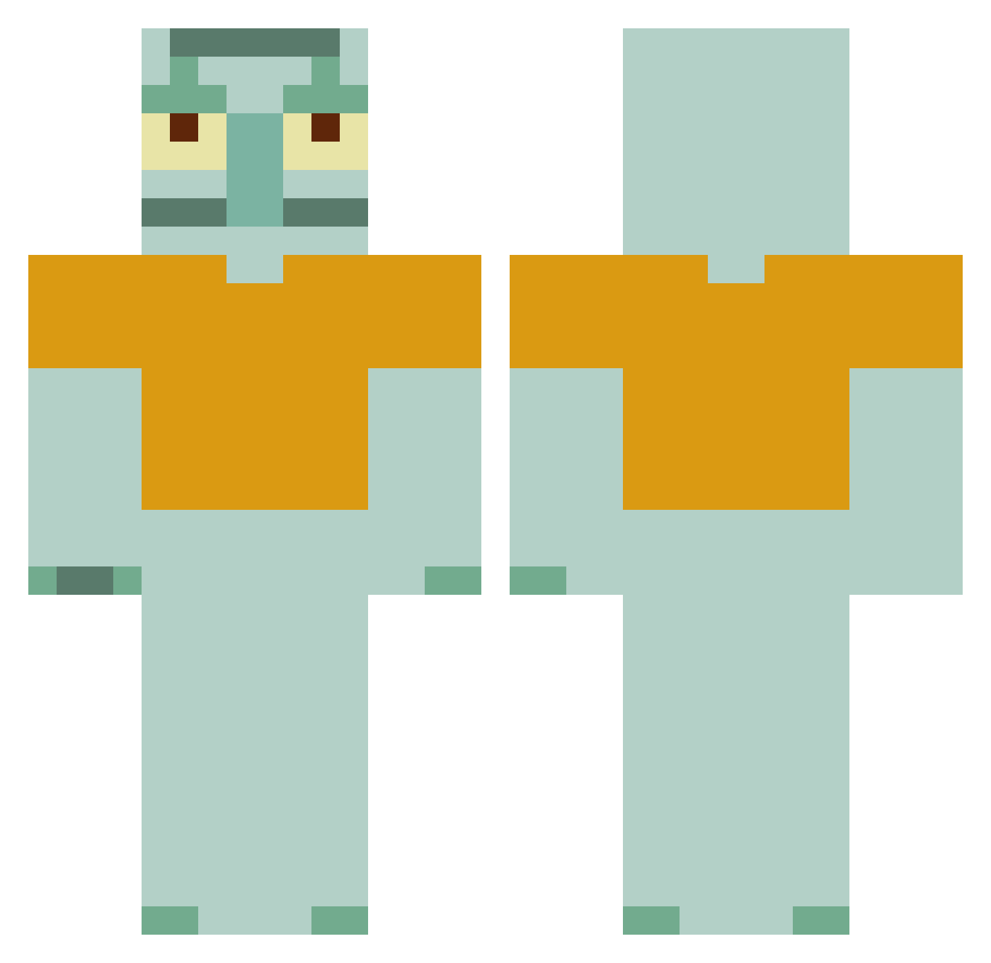 silverolive Minecraft skin, front and back view