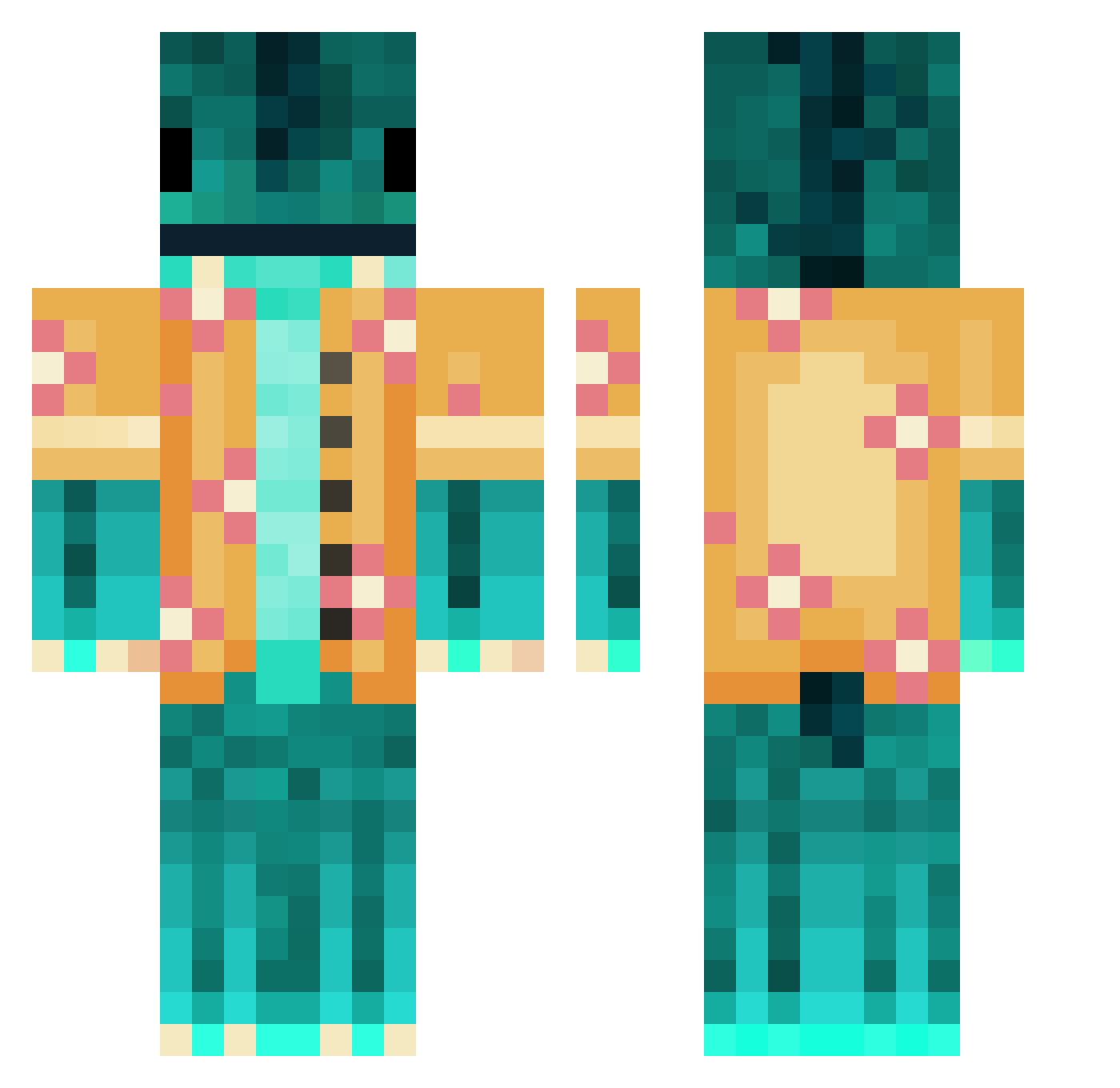 heyCozy Minecraft skin, front and back view