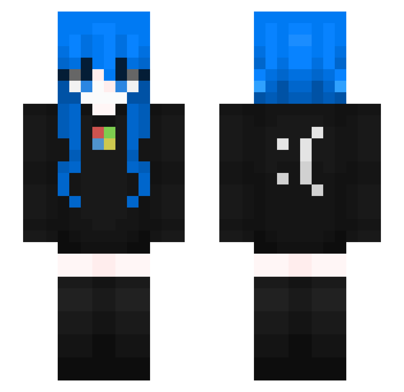 Fe1wu Minecraft skin, front and back view