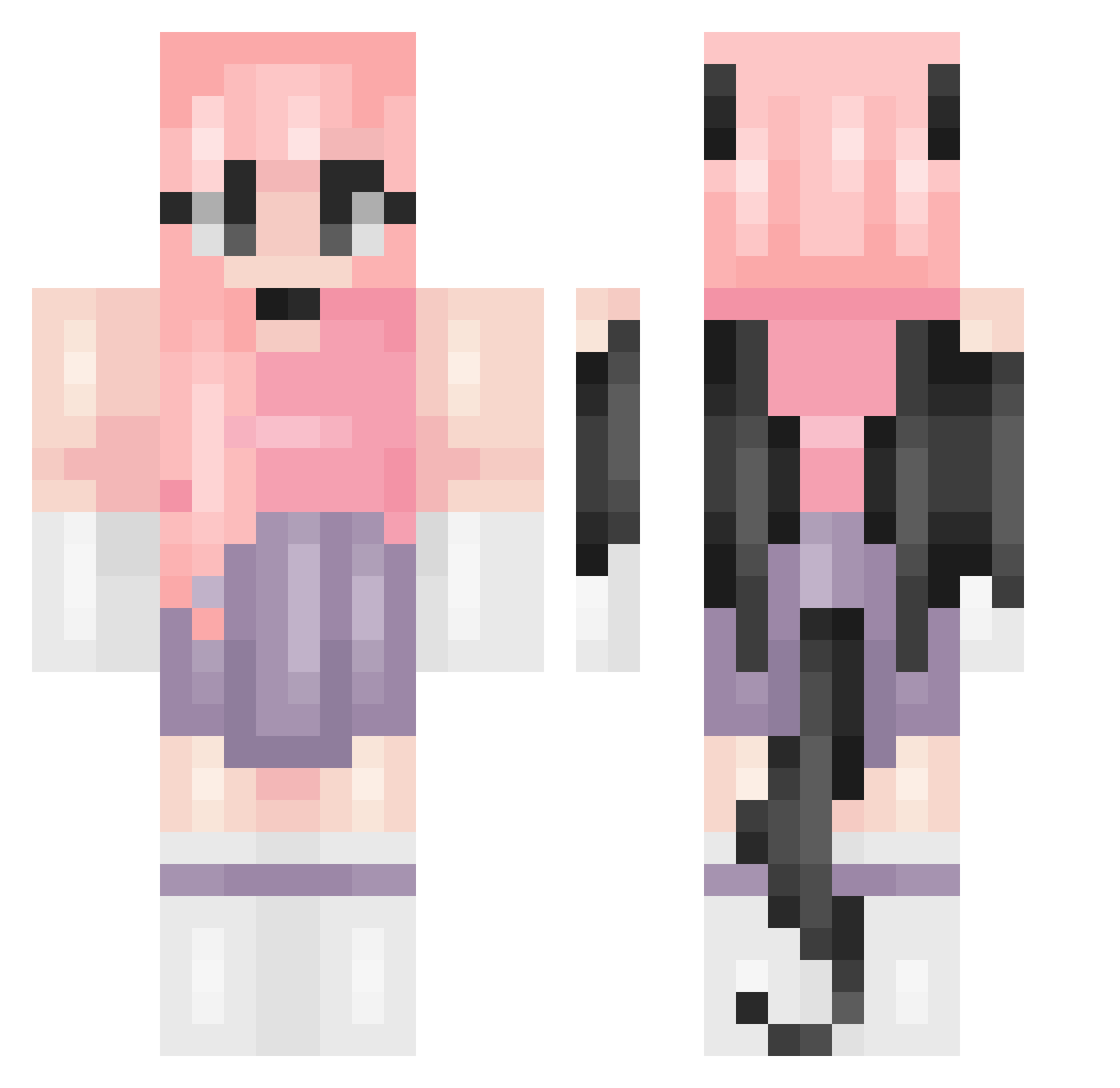 Shockingbones Minecraft skin, front and back view