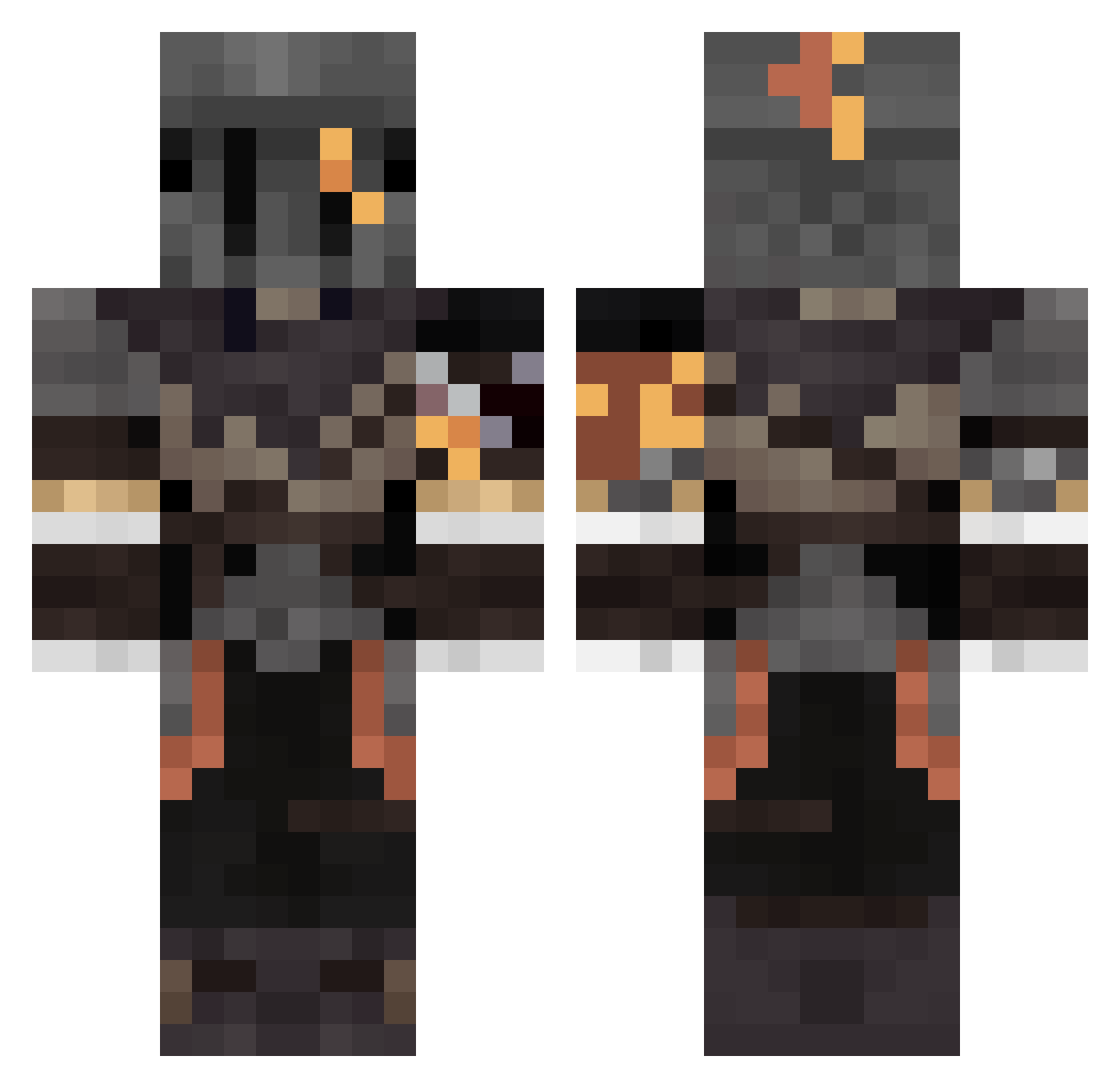 Scarsoffire Minecraft skin, front and back view