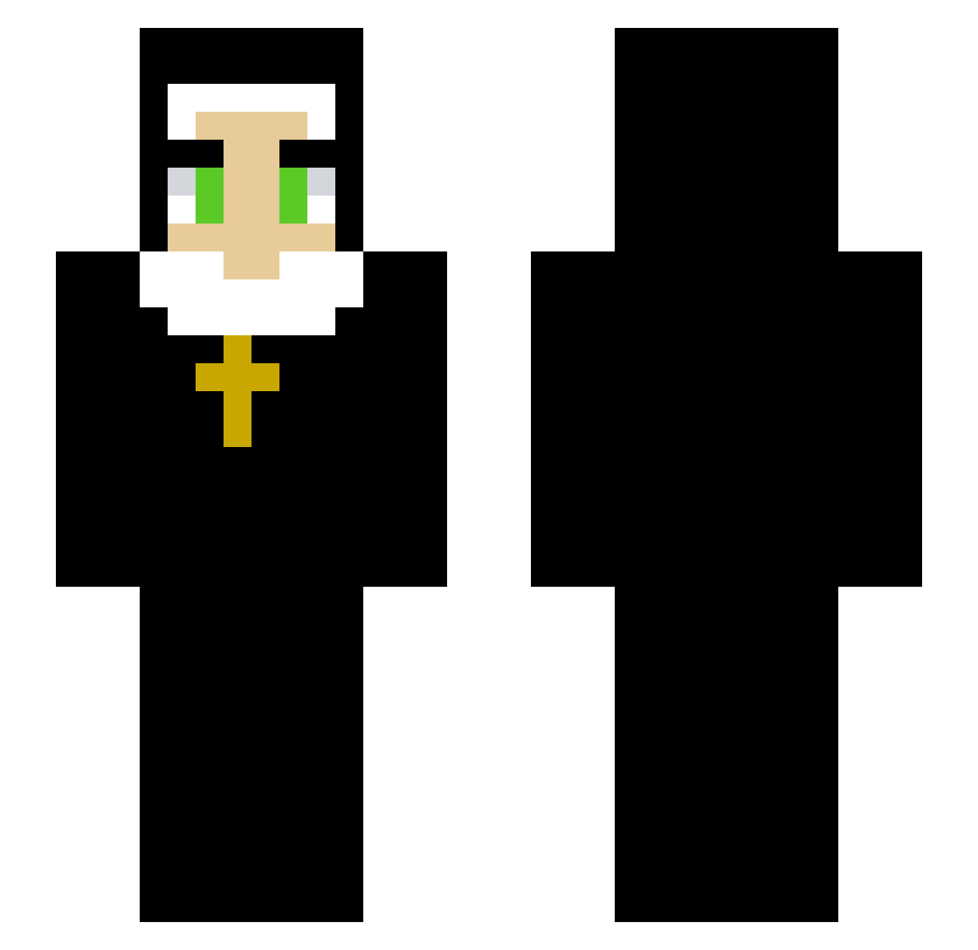 Clammer Minecraft skin, front and back view