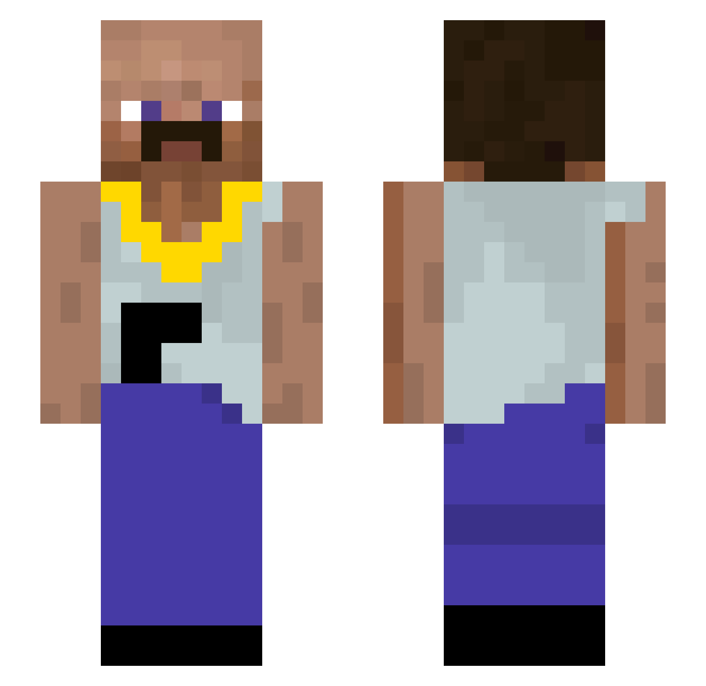 HunkyRat123 Minecraft skin, front and back view