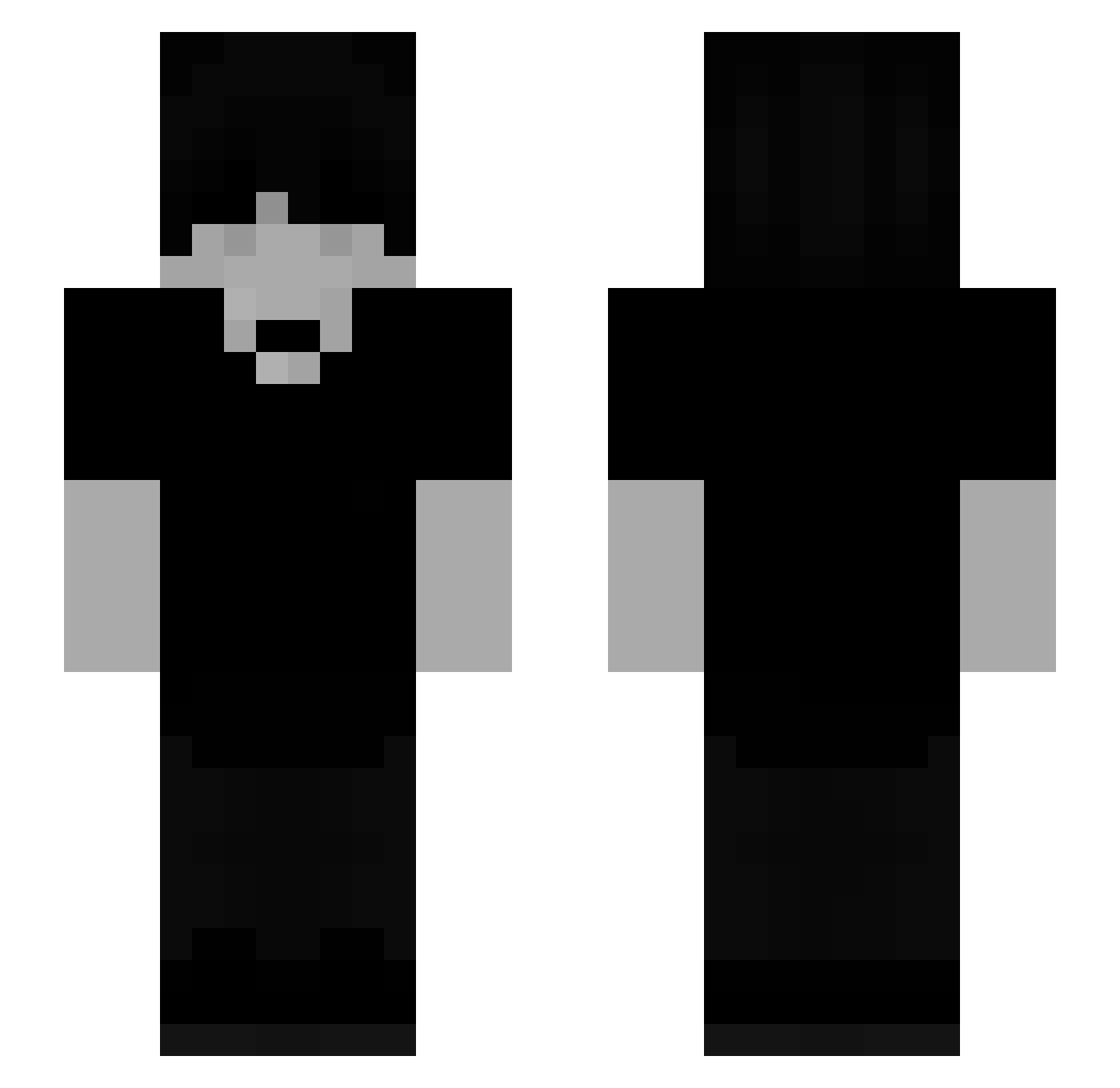zztr Minecraft skin, front and back view