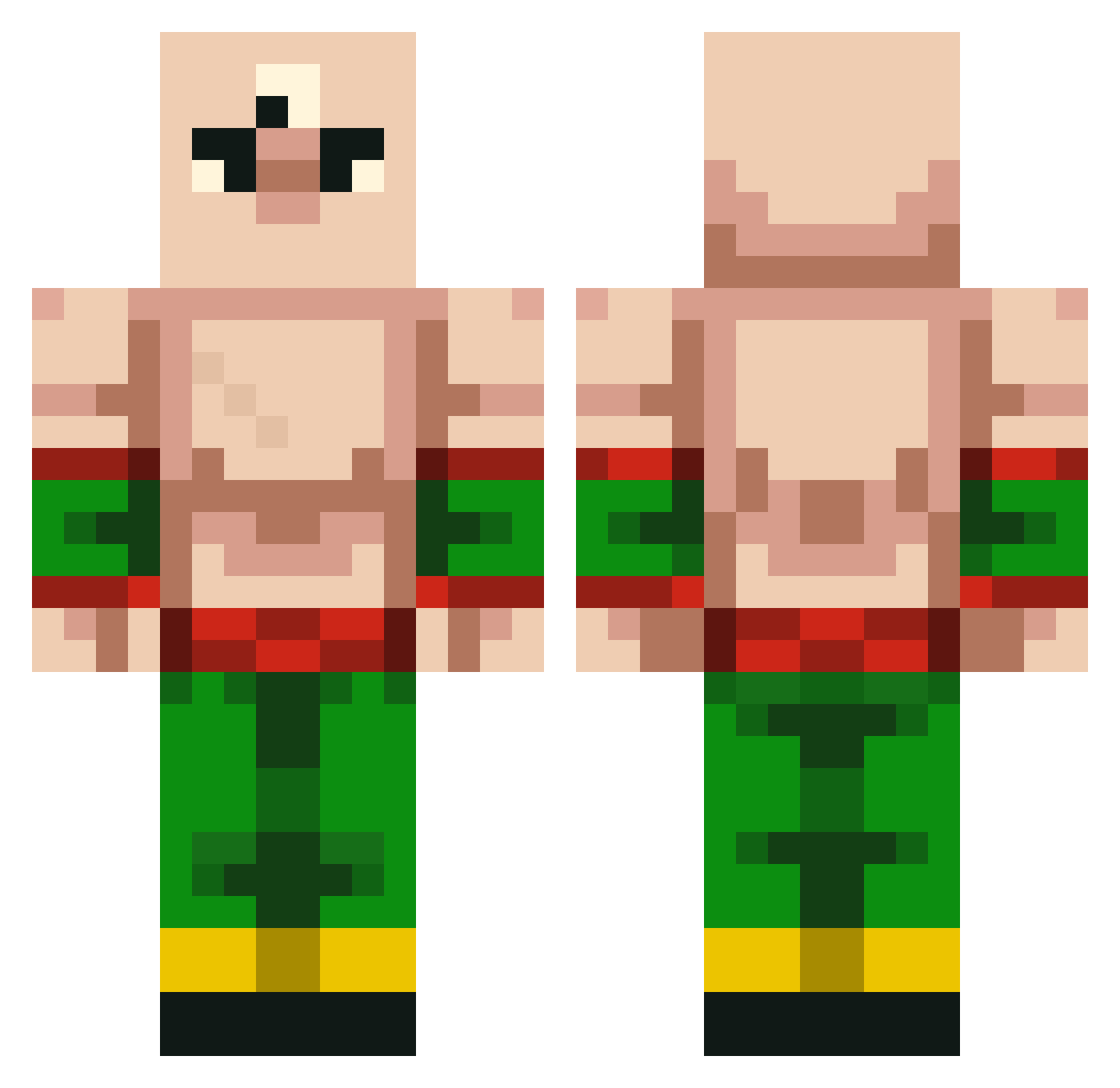 Sansst Minecraft skin, front and back view