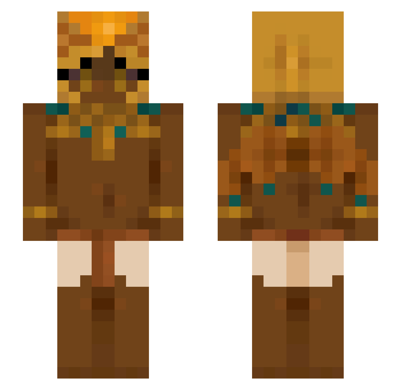 RealOrang Minecraft skin, front and back view