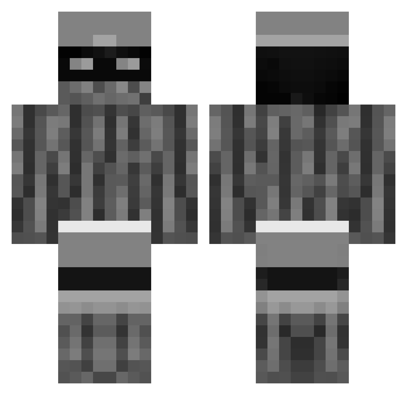 Passes Minecraft skin, front and back view