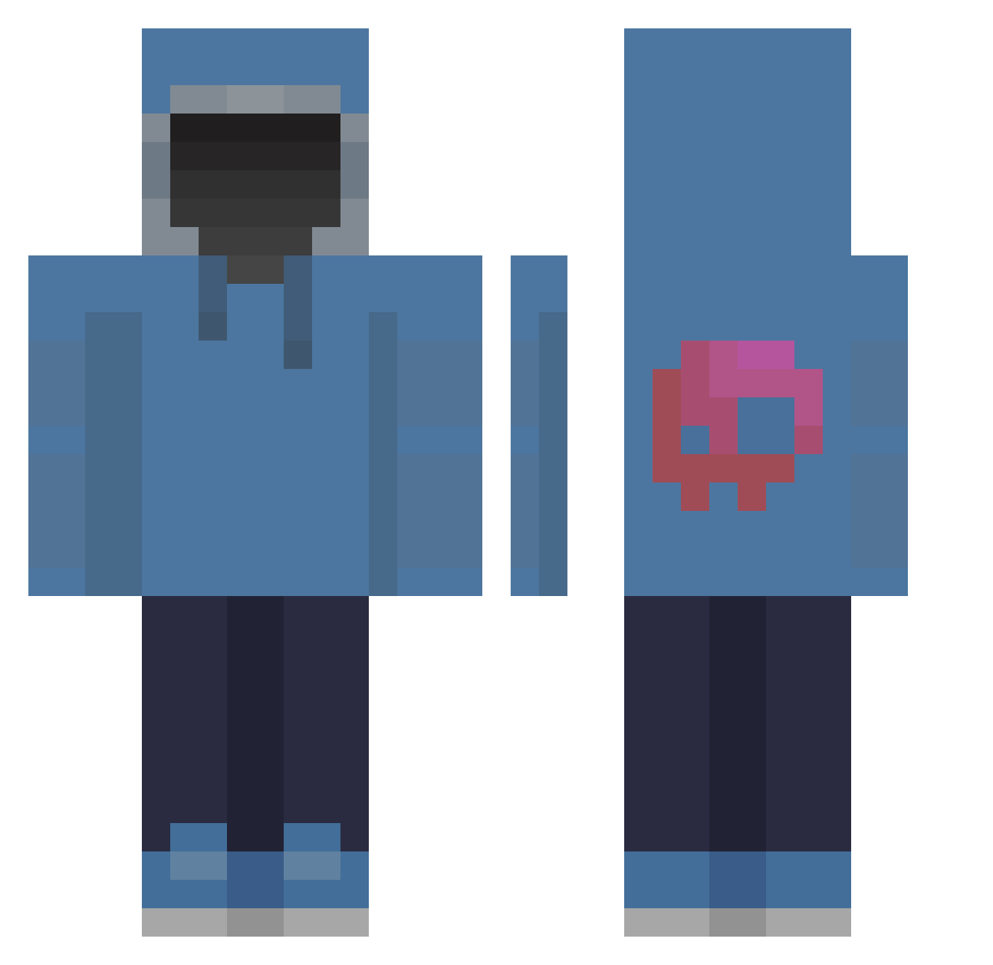 Verlient Minecraft skin, front and back view