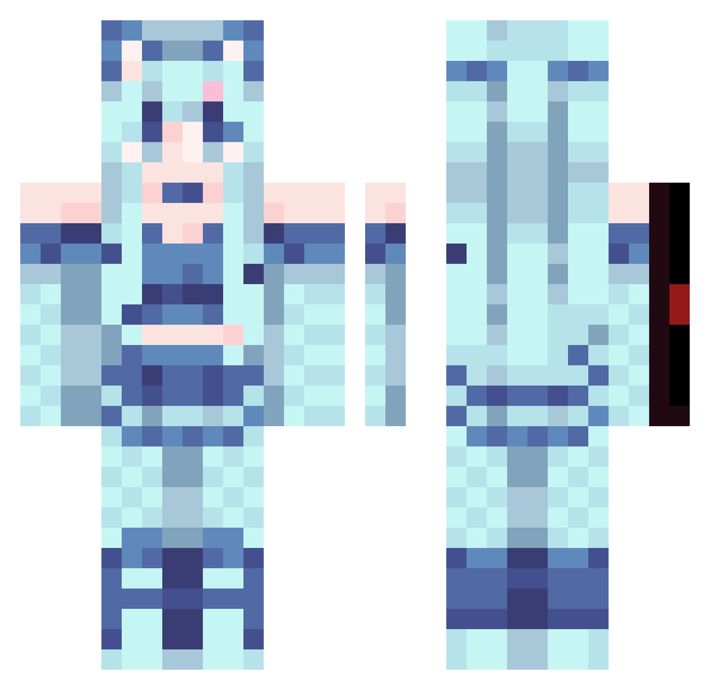 KattySune Minecraft skin, front and back view
