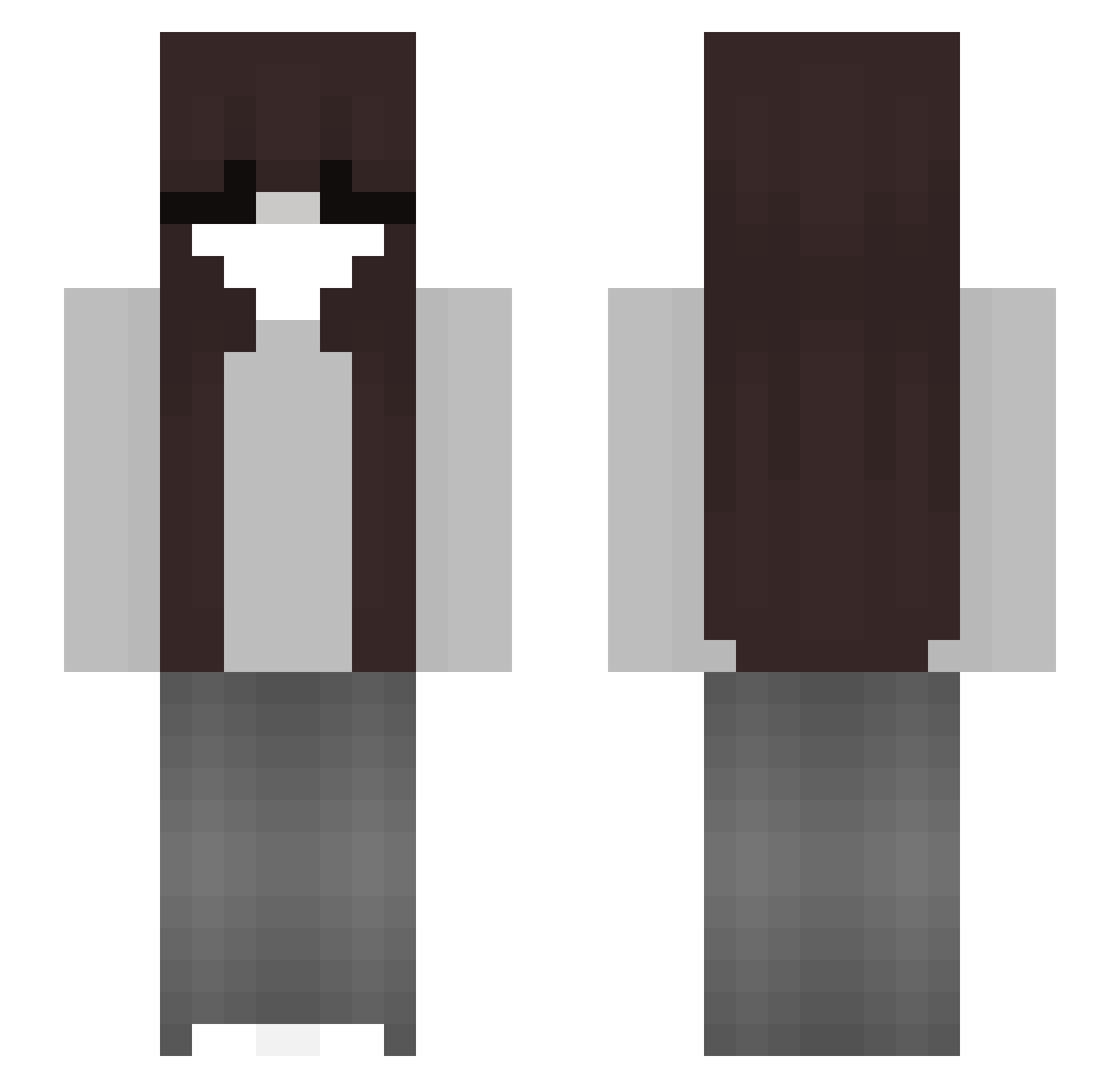 BombaS3nsei Minecraft skin, front and back view
