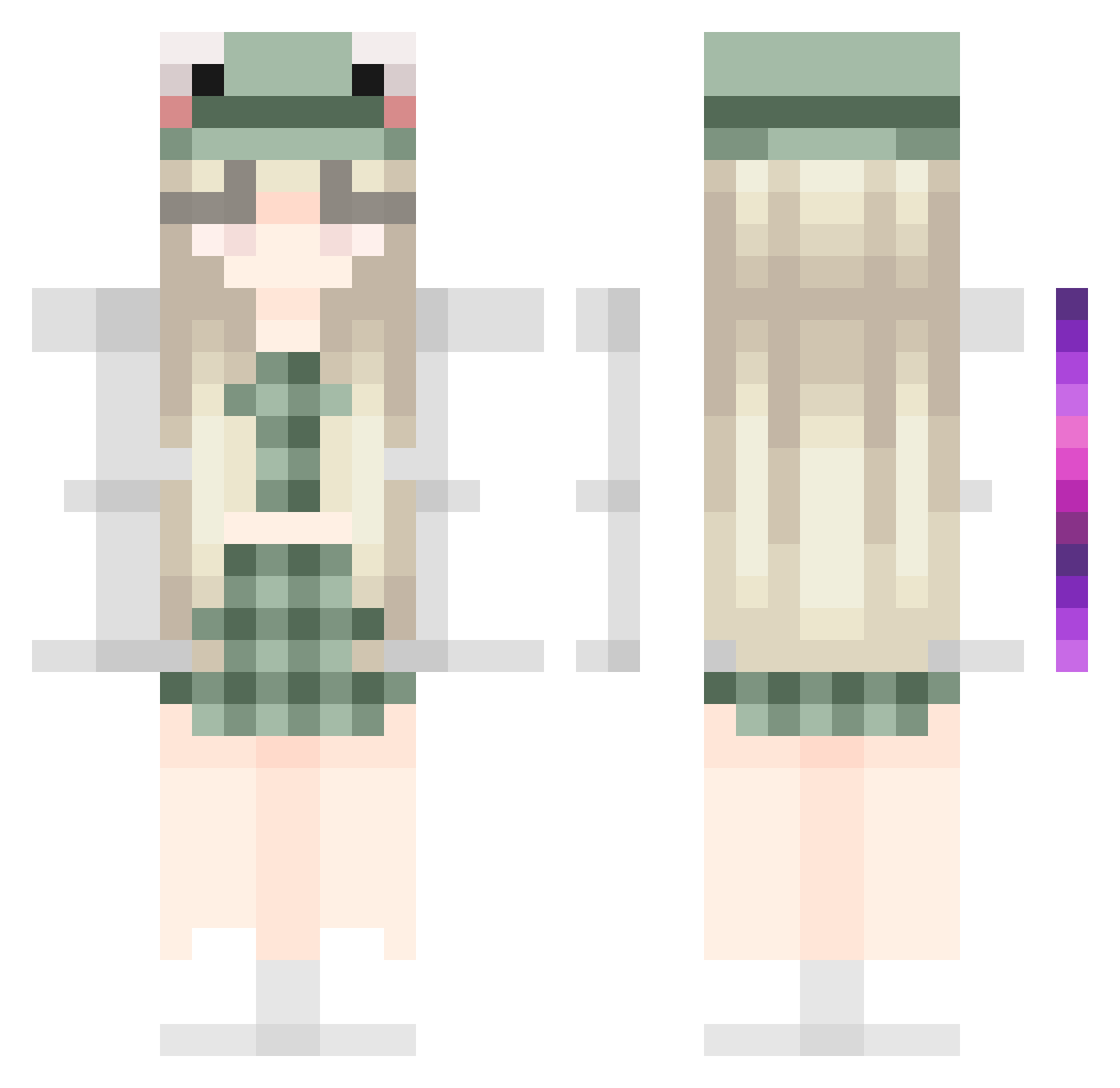 Zvoa Minecraft skin, front and back view