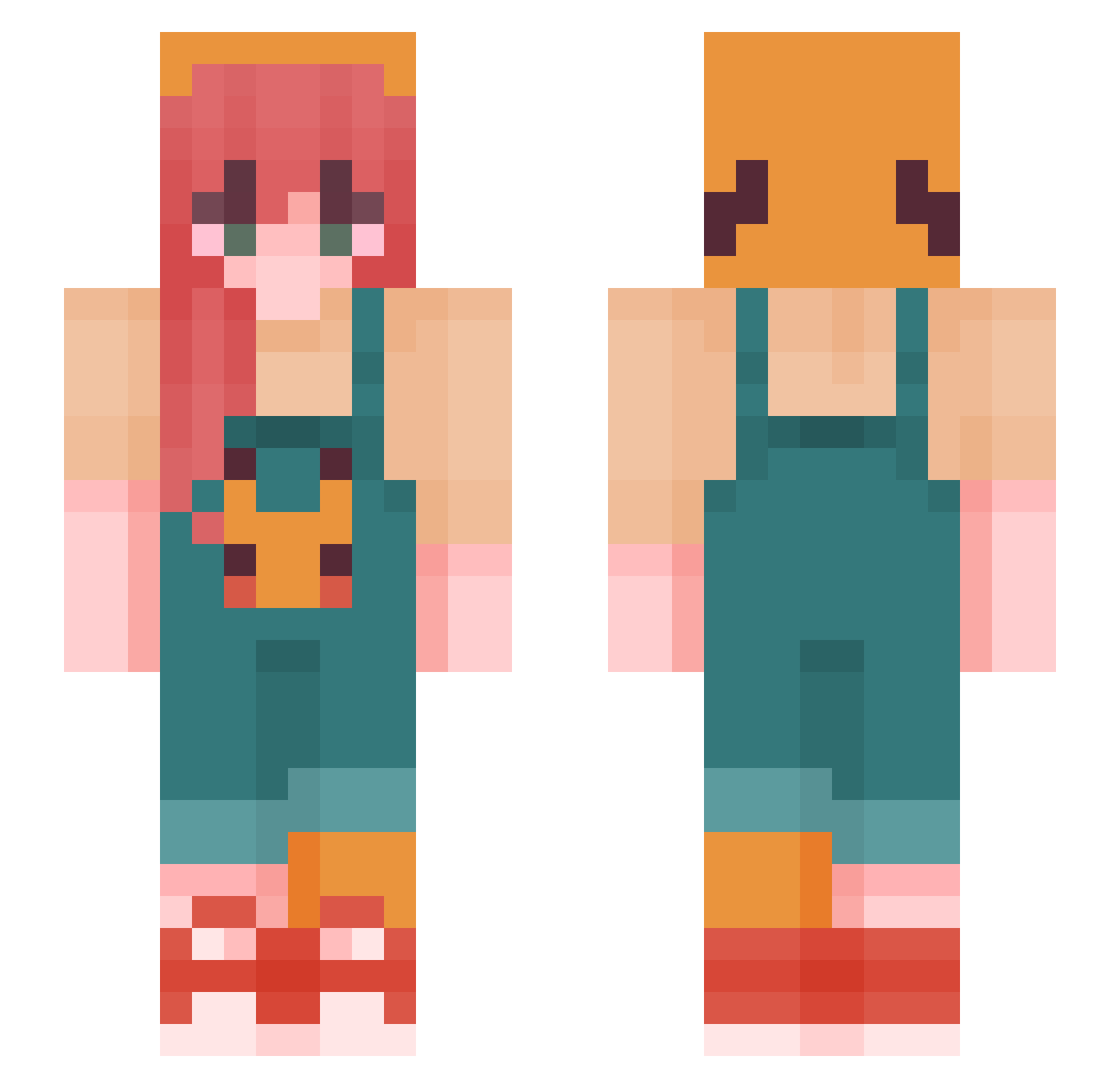 PanMile Minecraft skin, front and back view