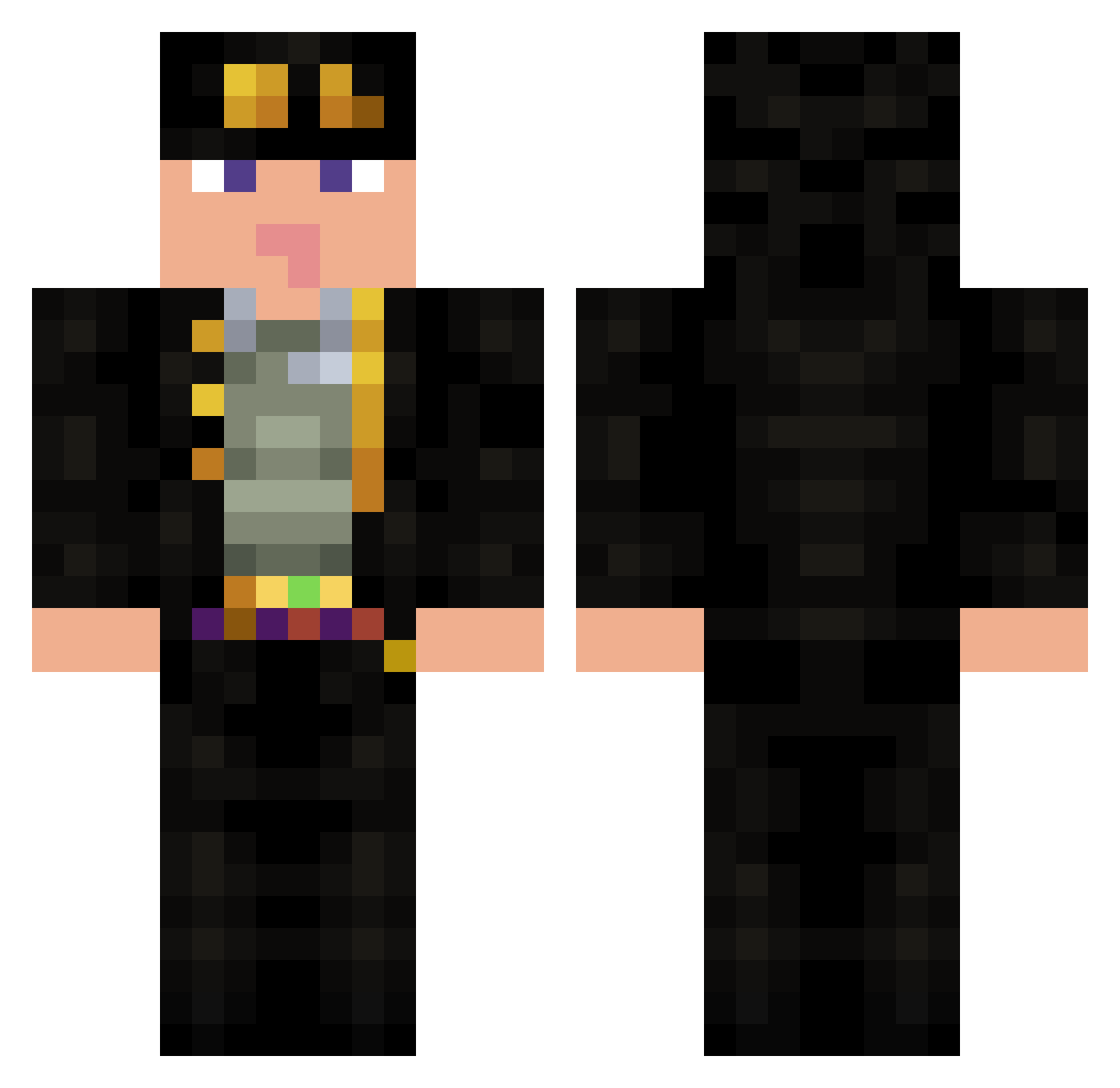 Cheeseburgermine Minecraft skin, front and back view