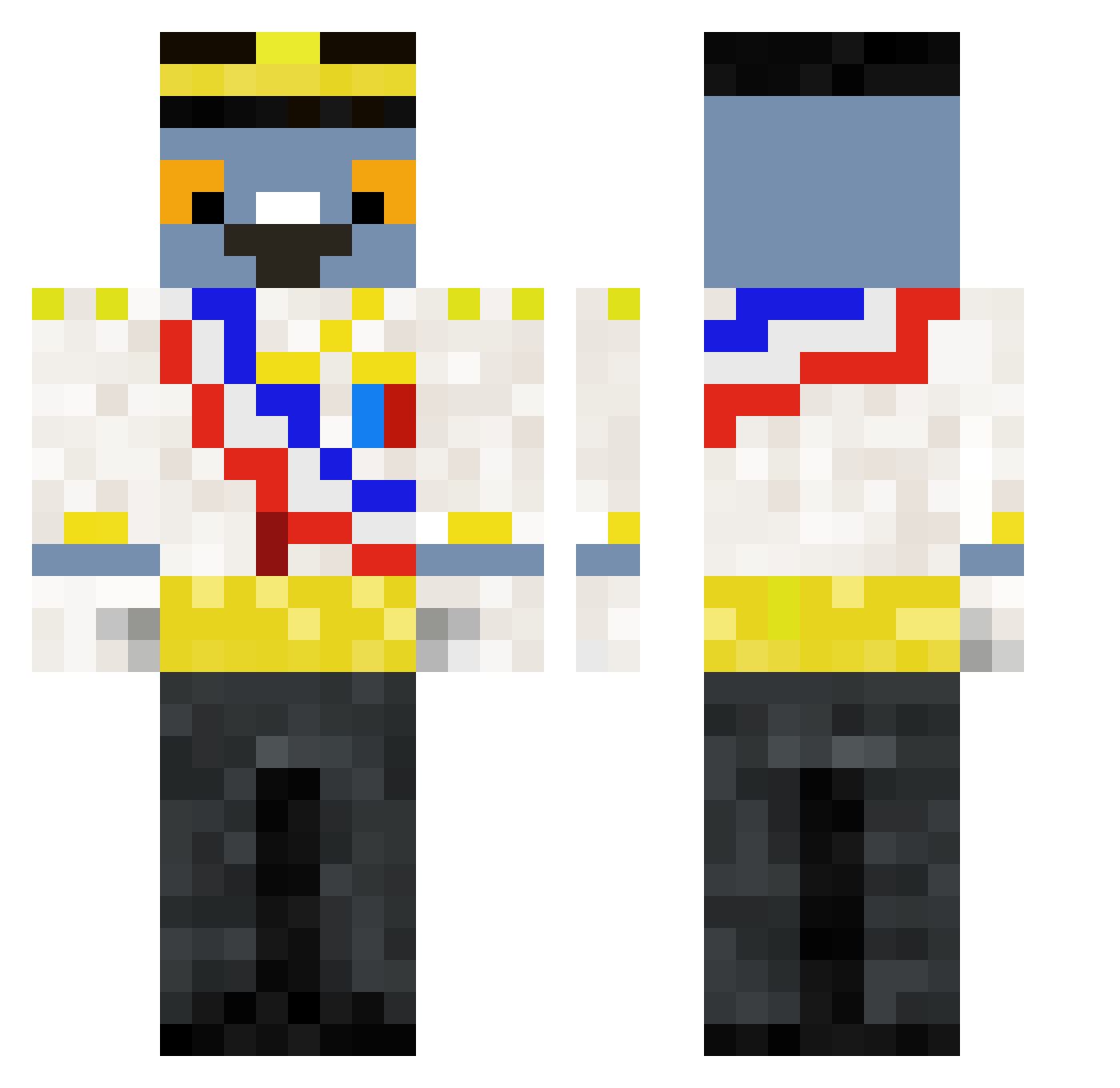 0tag Minecraft skin, front and back view