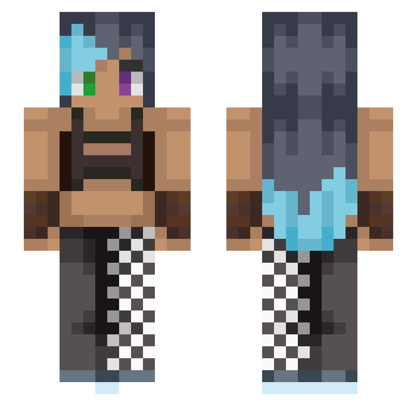 Squinkler Minecraft skin, front and back view