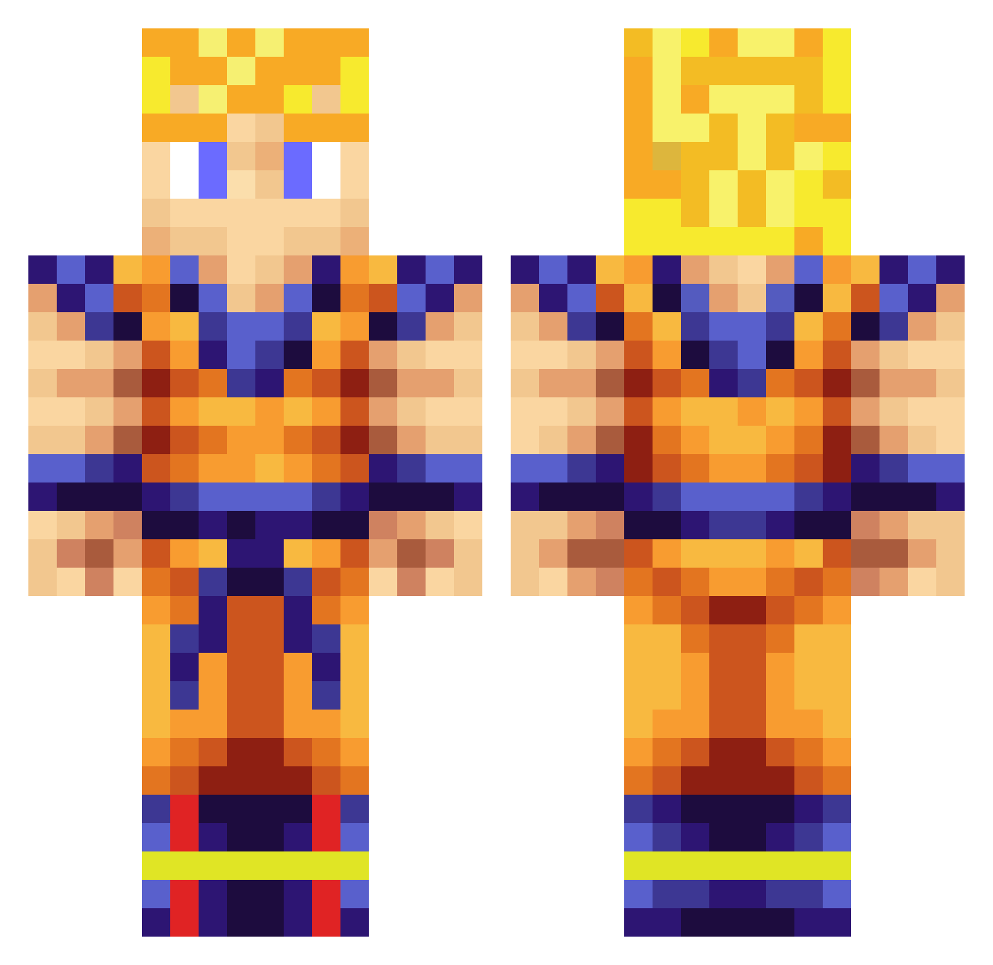 Jinclops Minecraft skin, front and back view