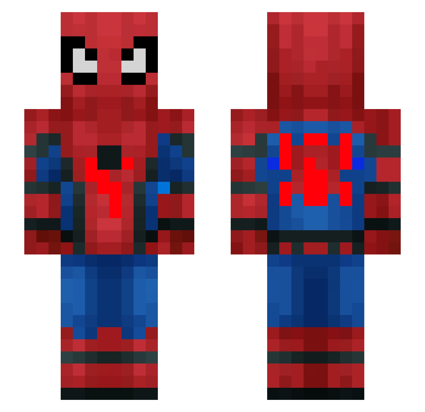 Spynite Minecraft skin, front and back view
