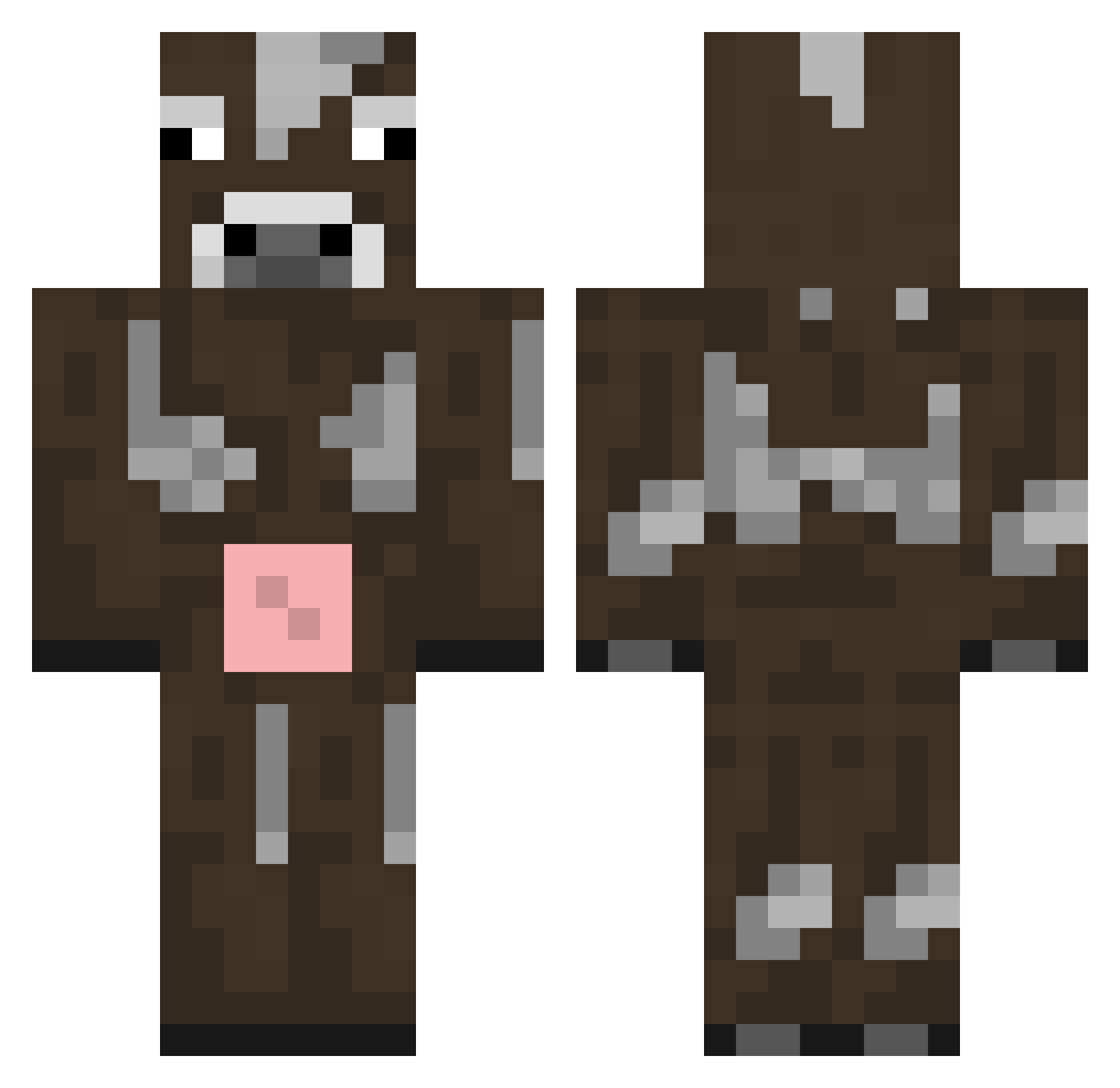 qPscl Minecraft skin, front and back view