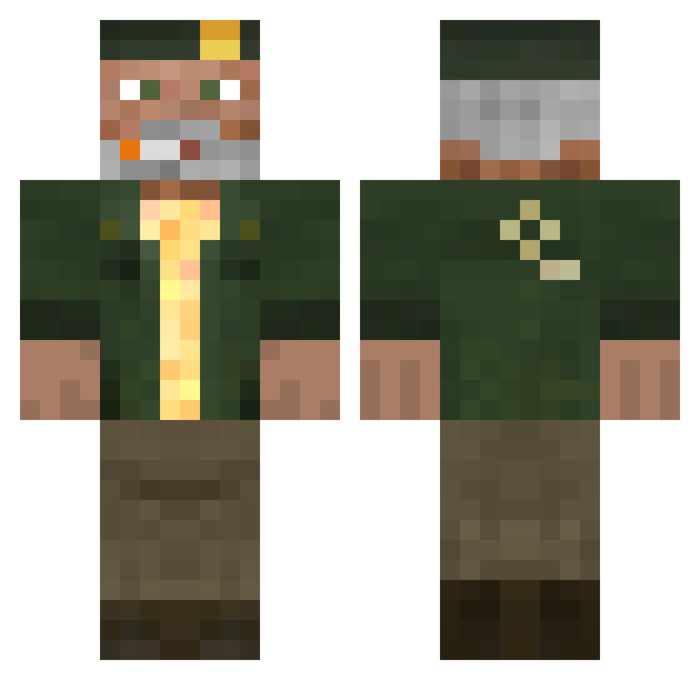 Trashman Minecraft skin, front and back view