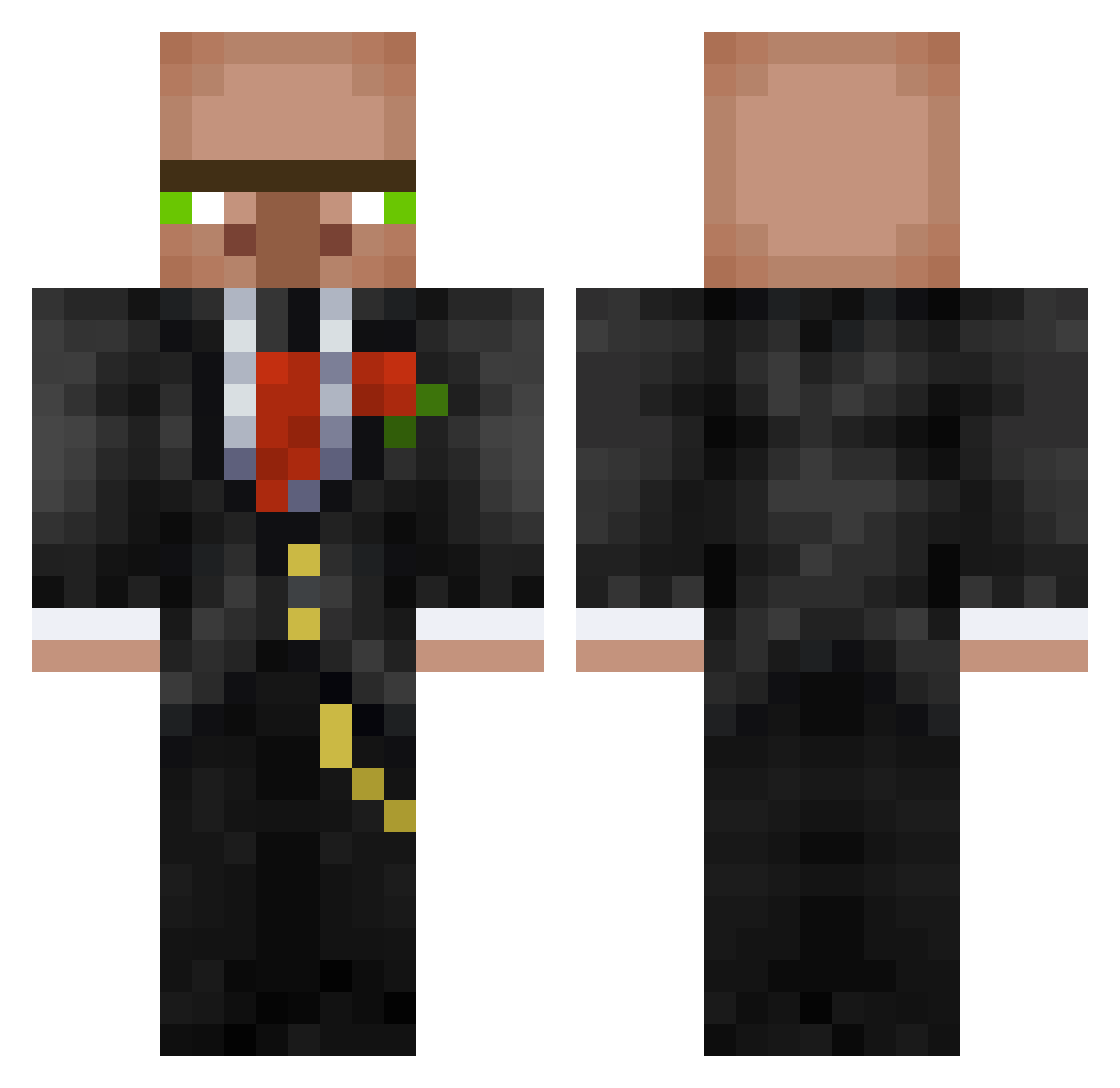 VillagerVideo Minecraft skin, front and back view