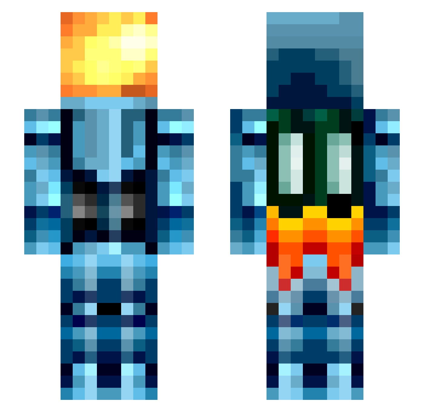 Logc1 Minecraft skin, front and back view